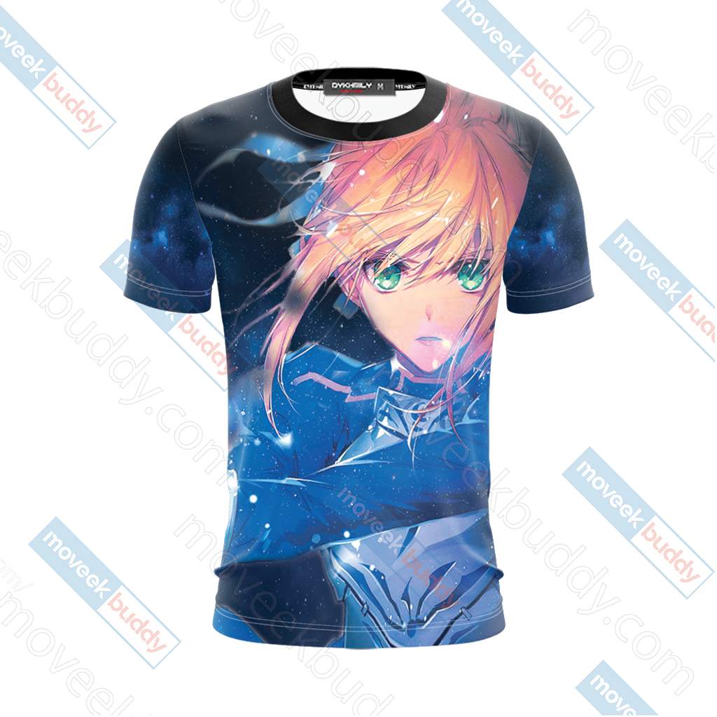 Saber Anime Character T Shirt Design PNG