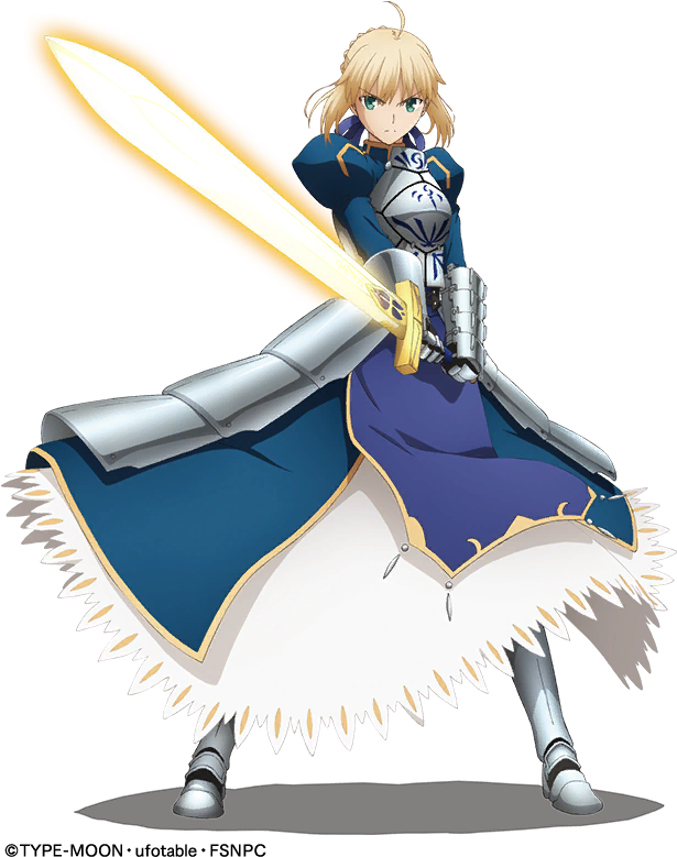 Saber Anime Character With Sword PNG