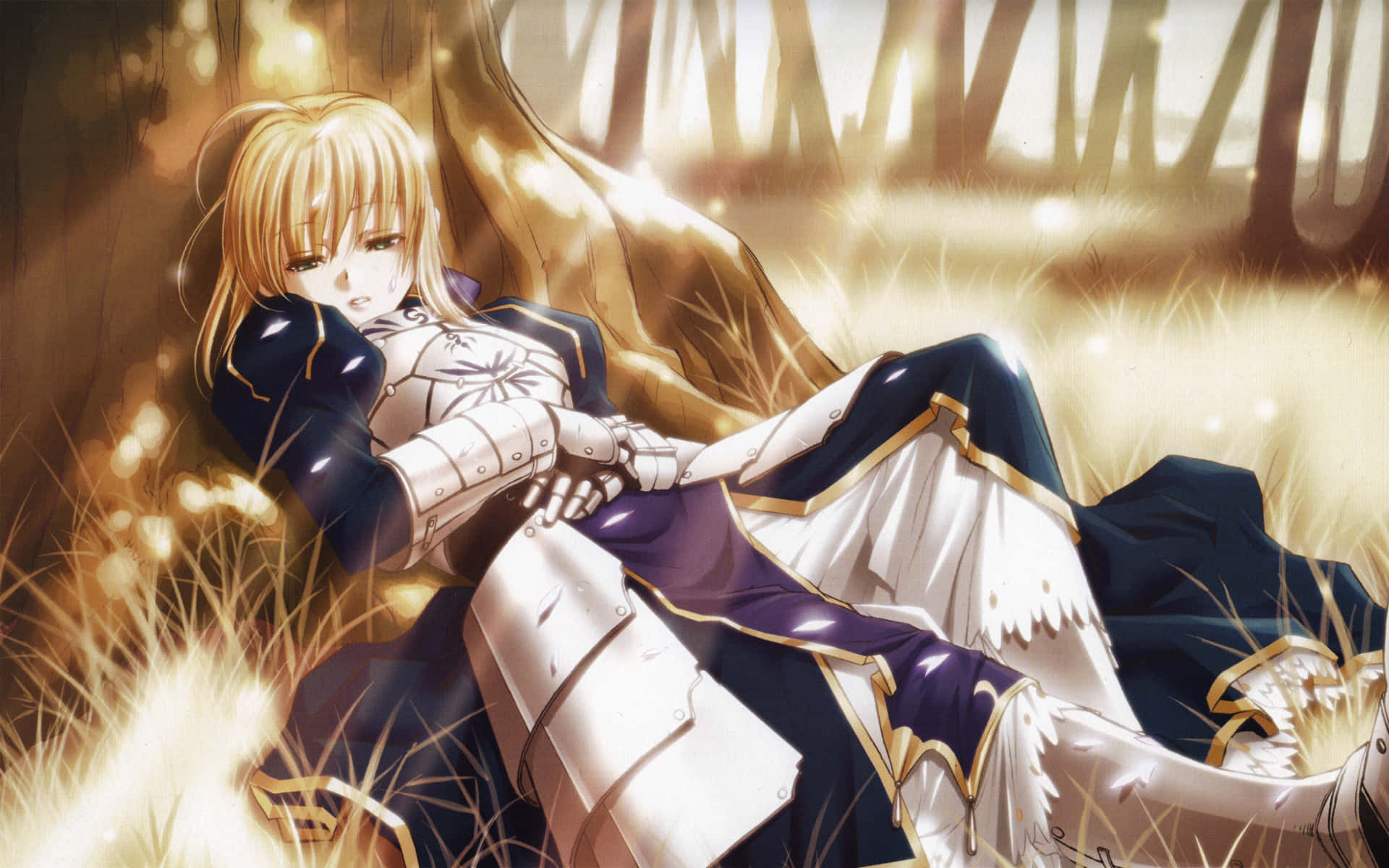 Saber Fate Stay Night Sleeping On Tree Wallpaper