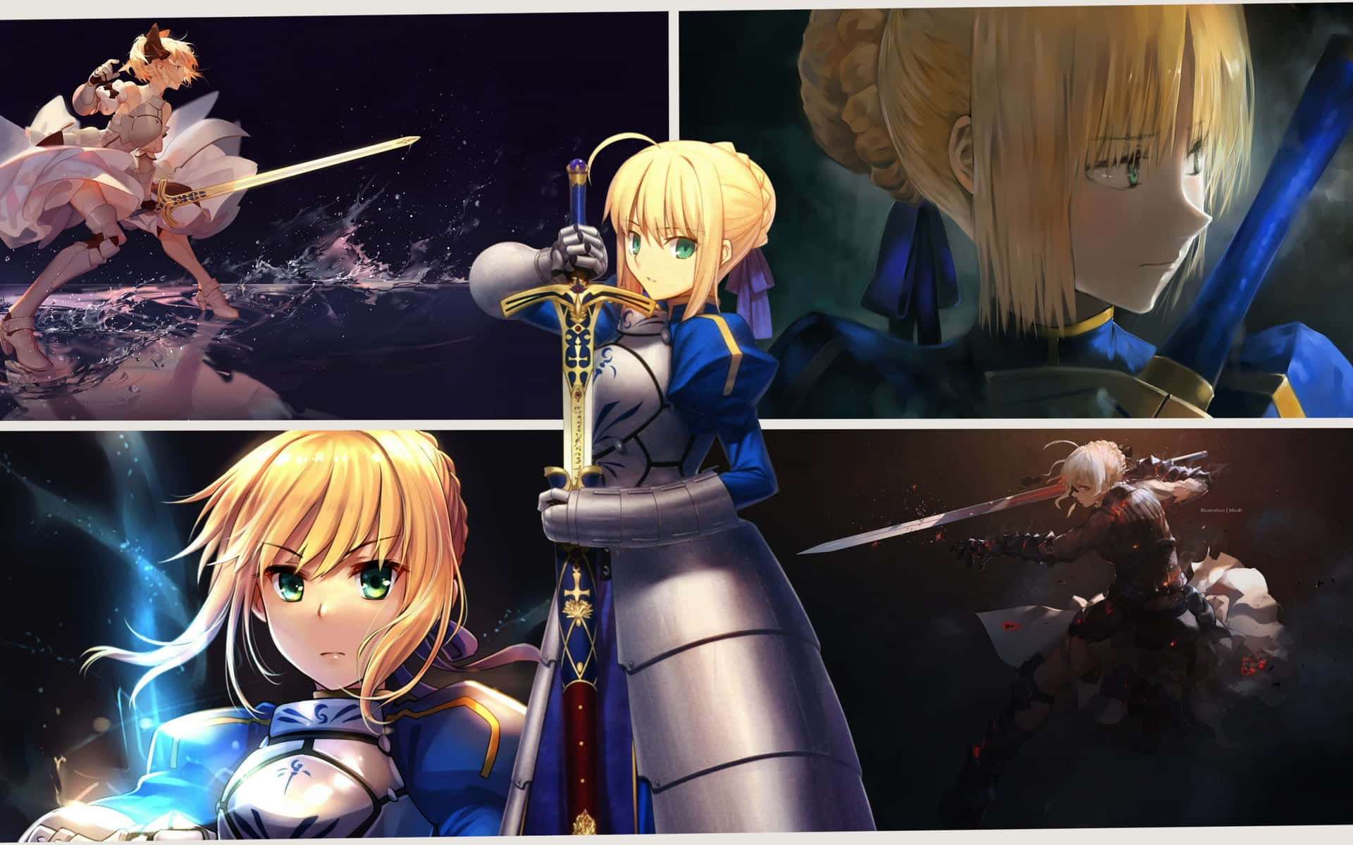 Saber Fate Stay Night With Alternates Wallpaper