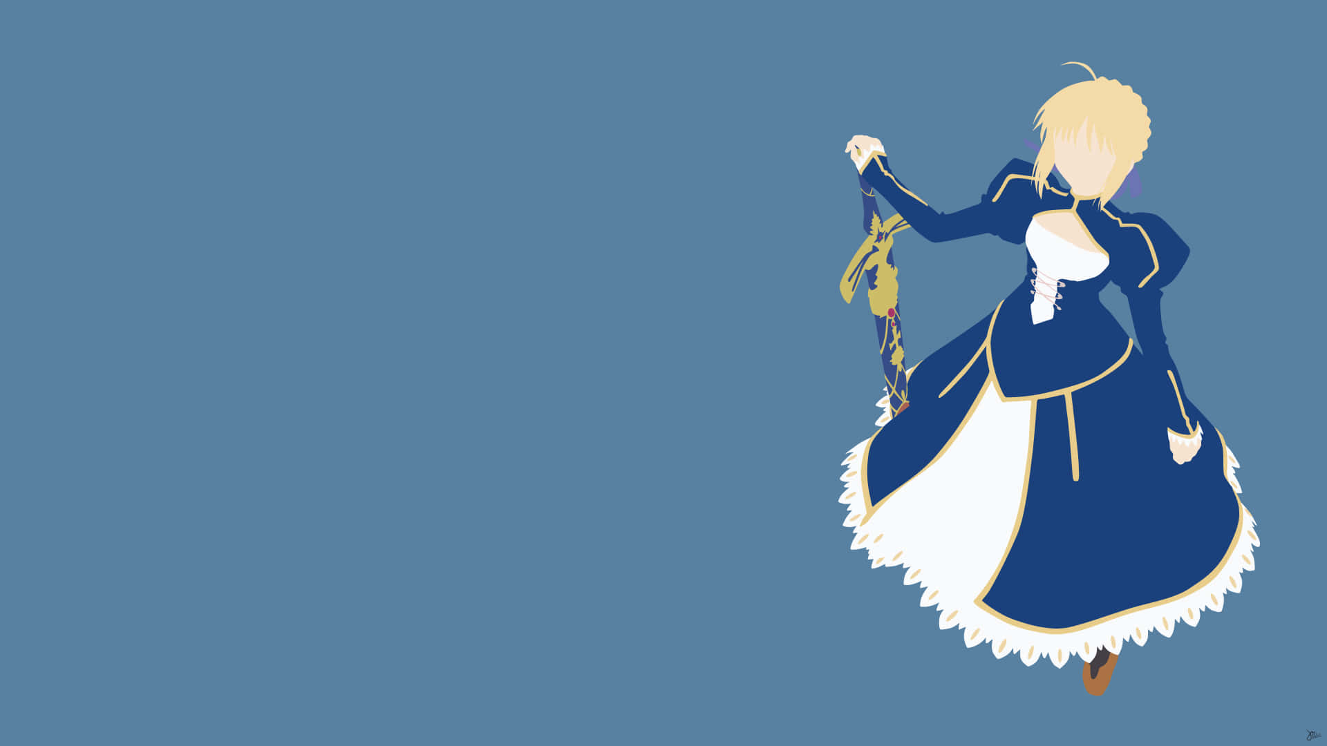 Saber Fate Stay Night Vector In Blue Wallpaper