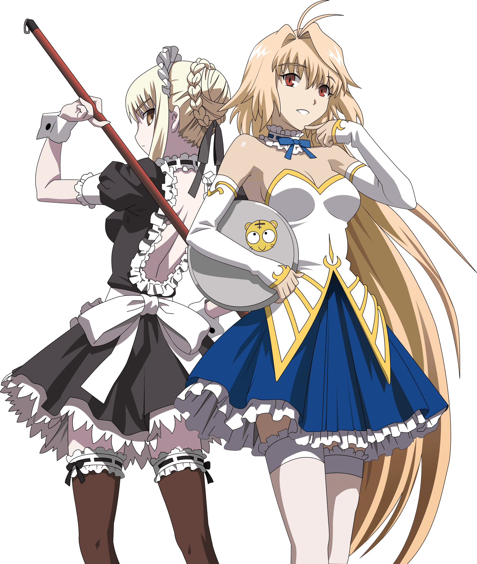 Saberand Maid Anime Characters PNG