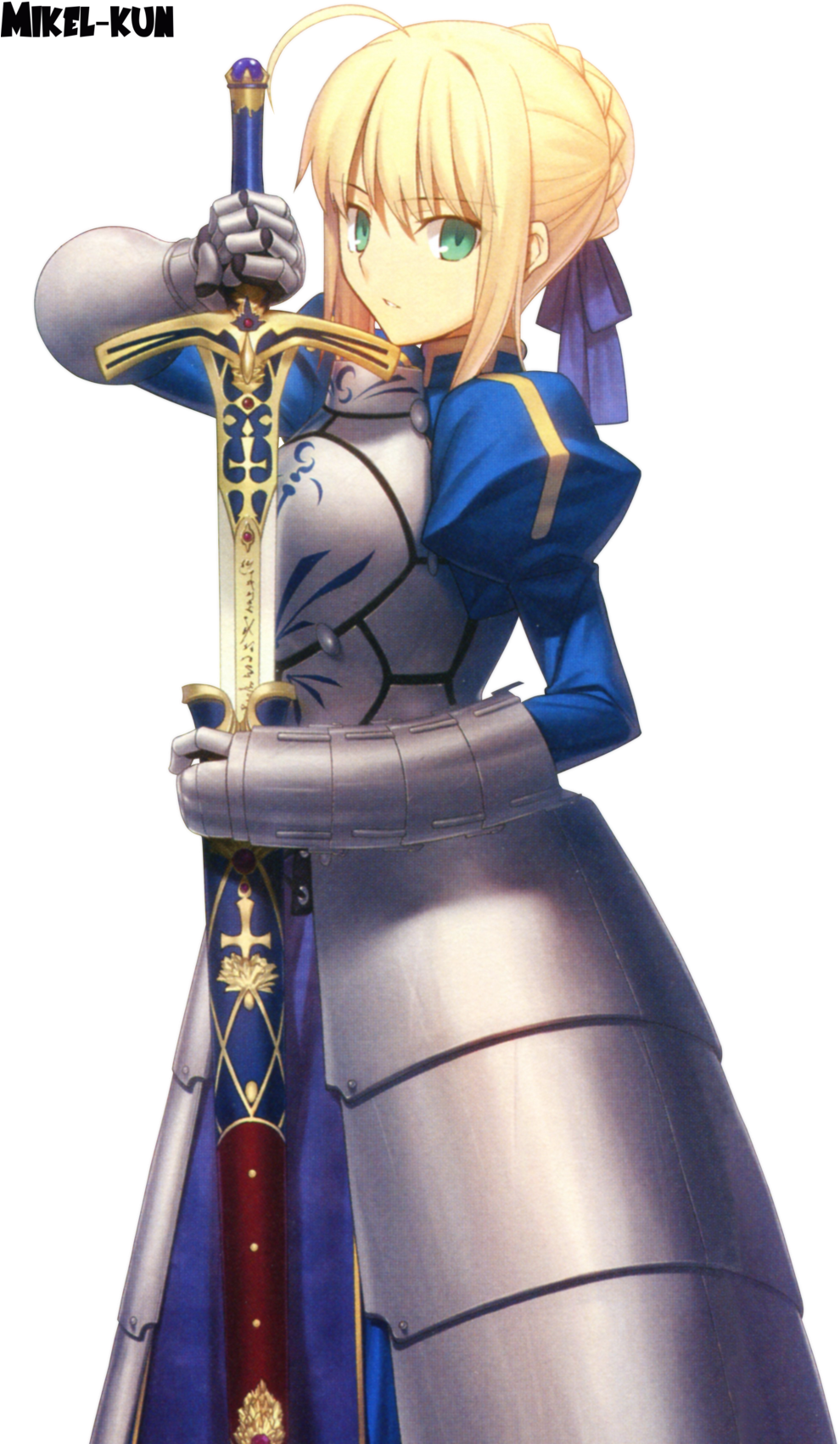 Saberin Blue Armorwith Excalibur PNG
