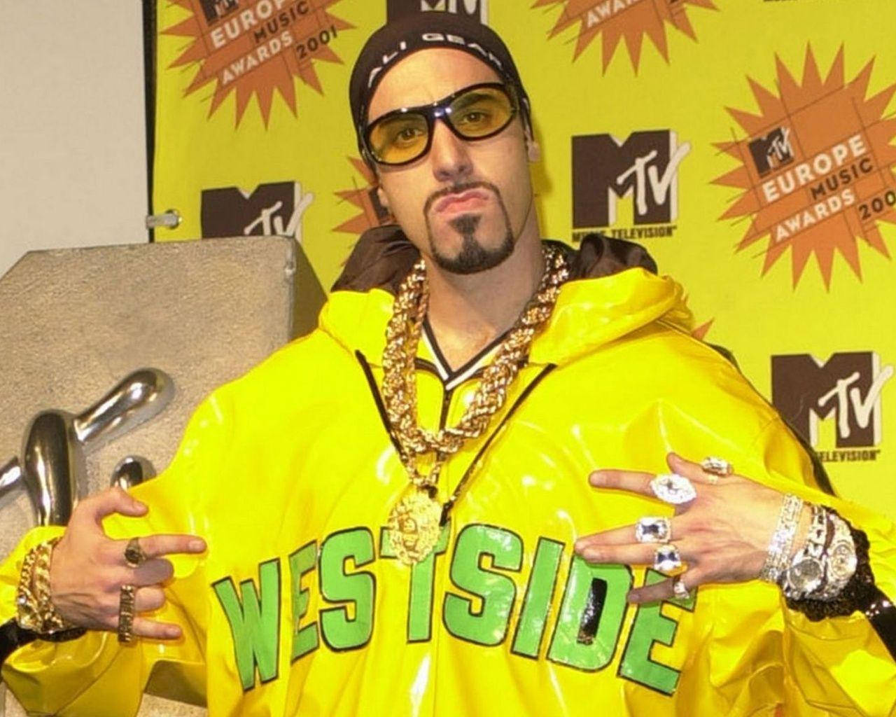 Sacha Baron Cohen in character as Ali G from his popular TV show Wallpaper