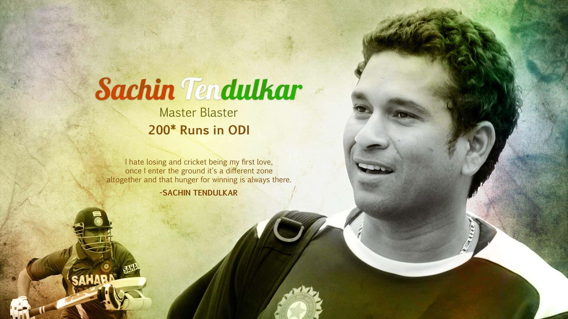 Ellegendario Jugador De Críquet Sachin Tendulkar Sonríe En Un Estadio Repleto. Fondo de pantalla