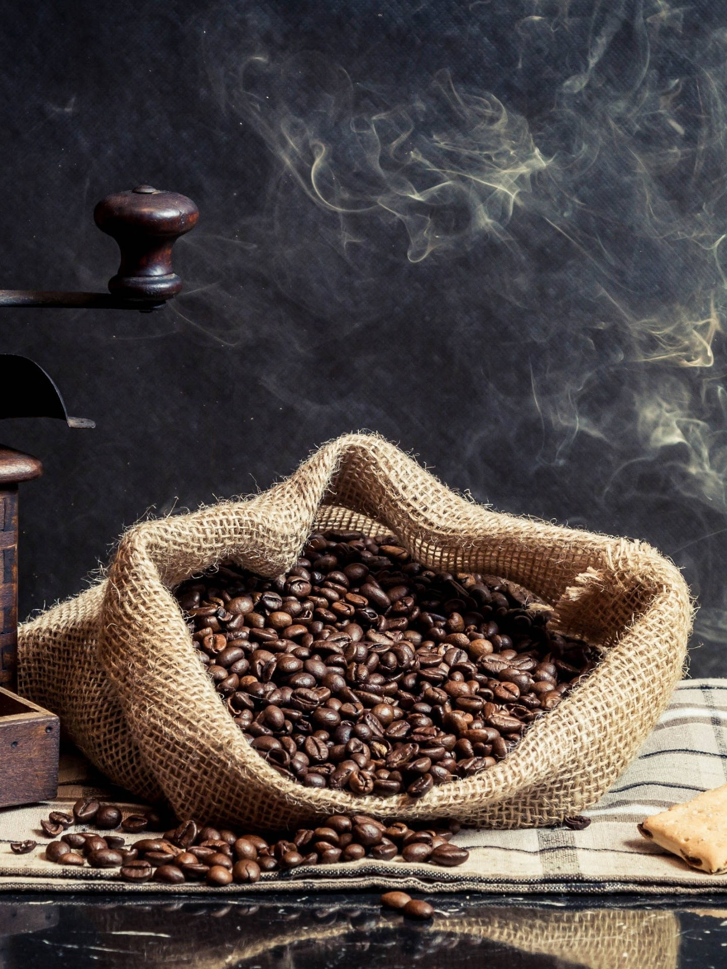 Sack Of Freshly Roasted Coffee Beans Background