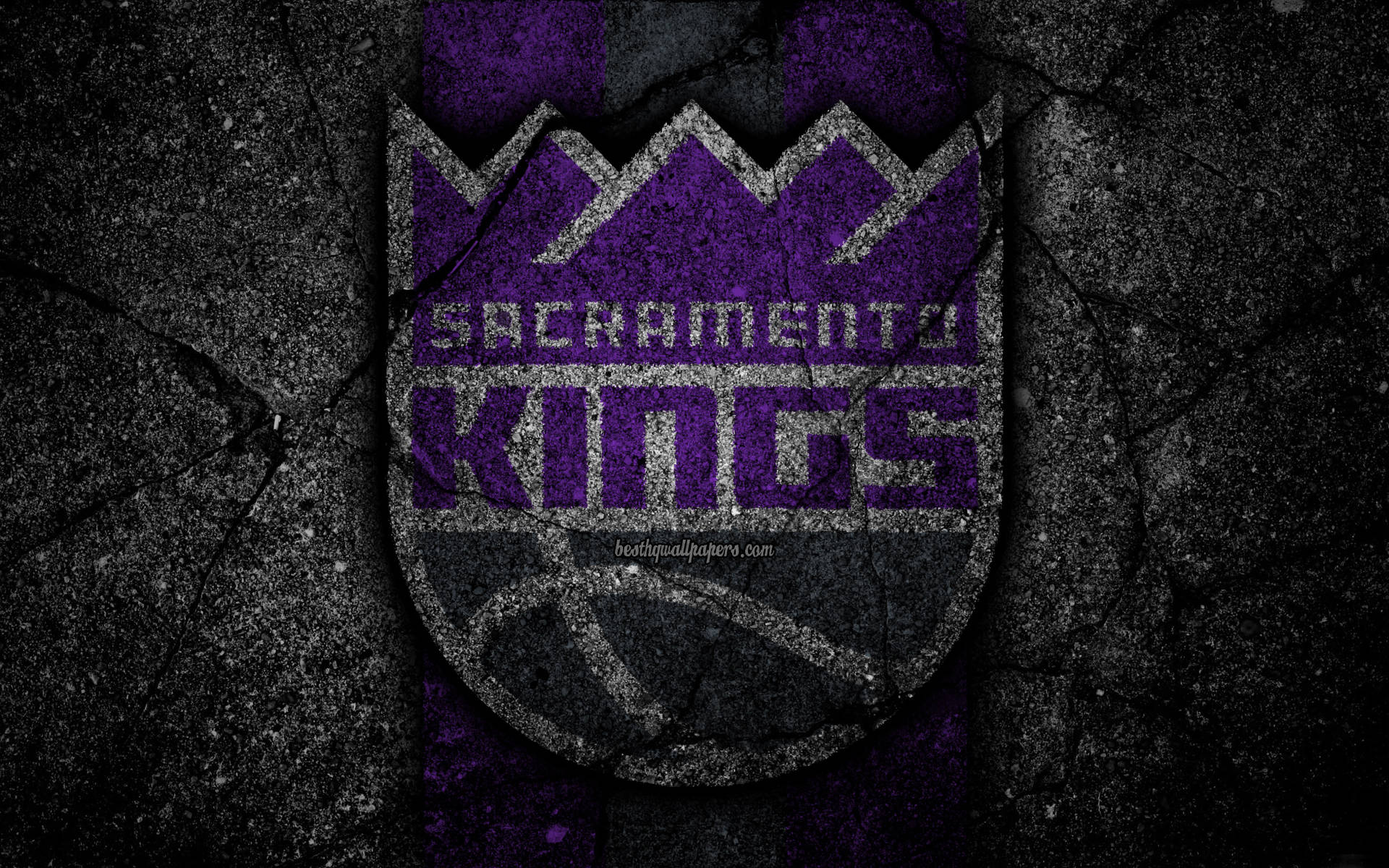 Sacramento Kings Emblem In Cement Wall Wallpaper