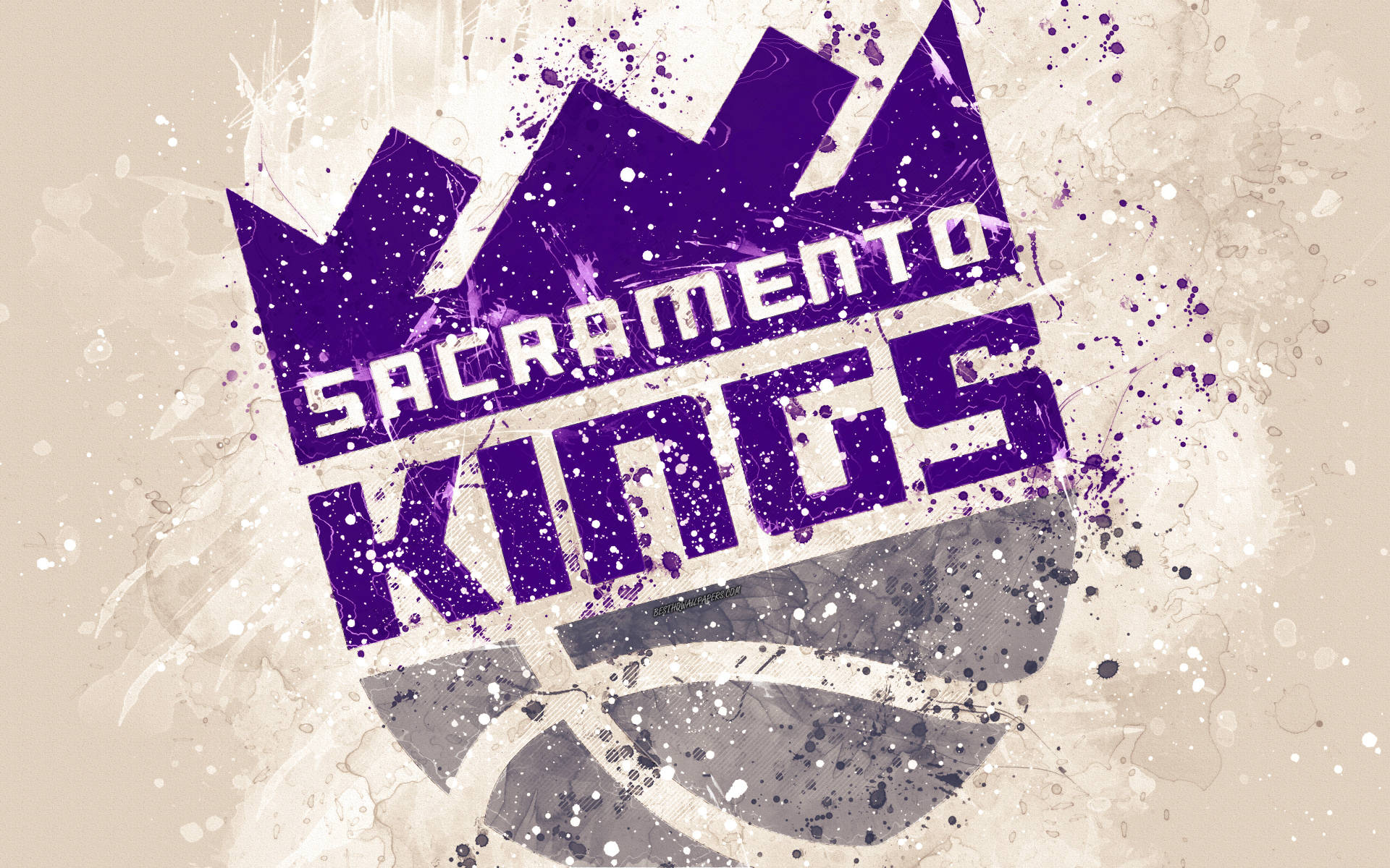 Vibrant Grunge Artwork of Sacramento Kings Logo Wallpaper