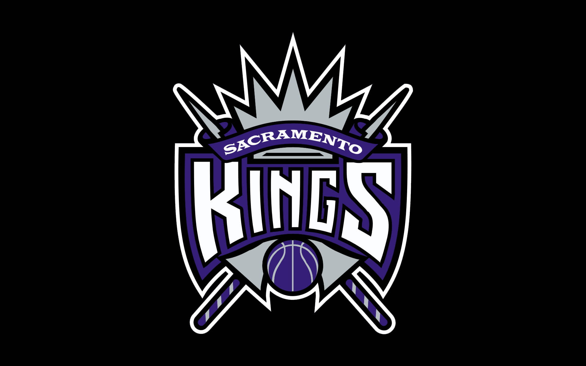 Sacramento Kings Logo I Sort Og Hvid Tapet Wallpaper