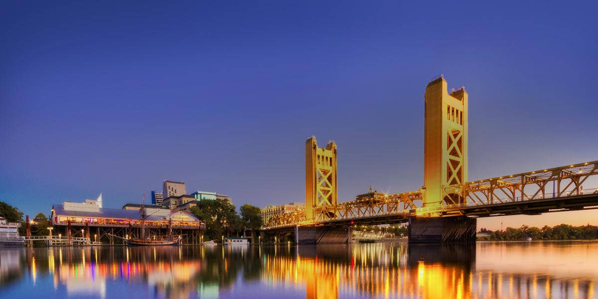 Sacramento Tower Bridge Night Photography Wallpaper