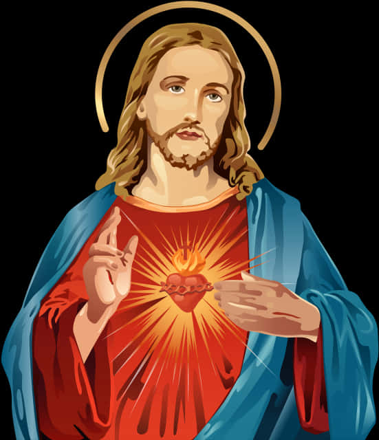 Sacred Heart Of Jesus_ Illustration PNG