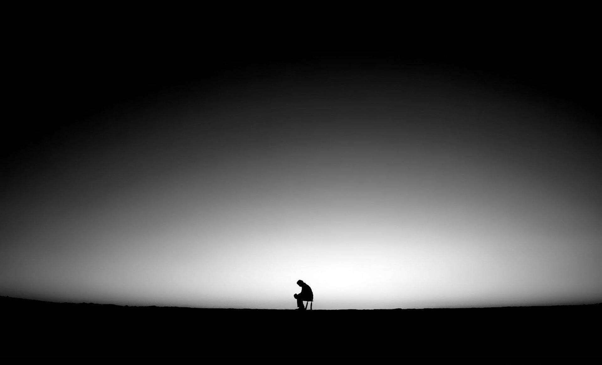 Sad Aesthetic Alone In Dark Silhouette Wallpaper