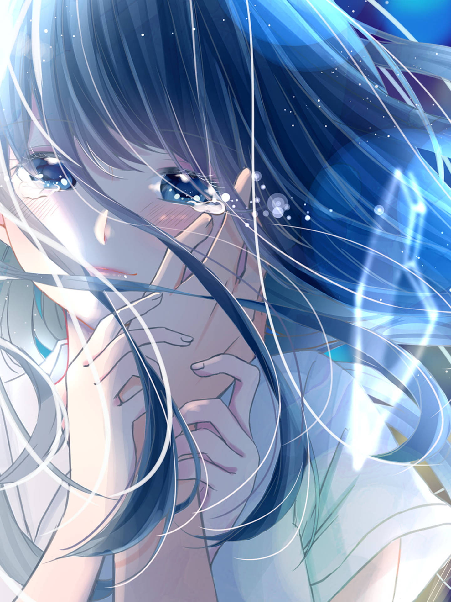 Sad Aesthetic Anime Girl Blue Tears Wallpaper