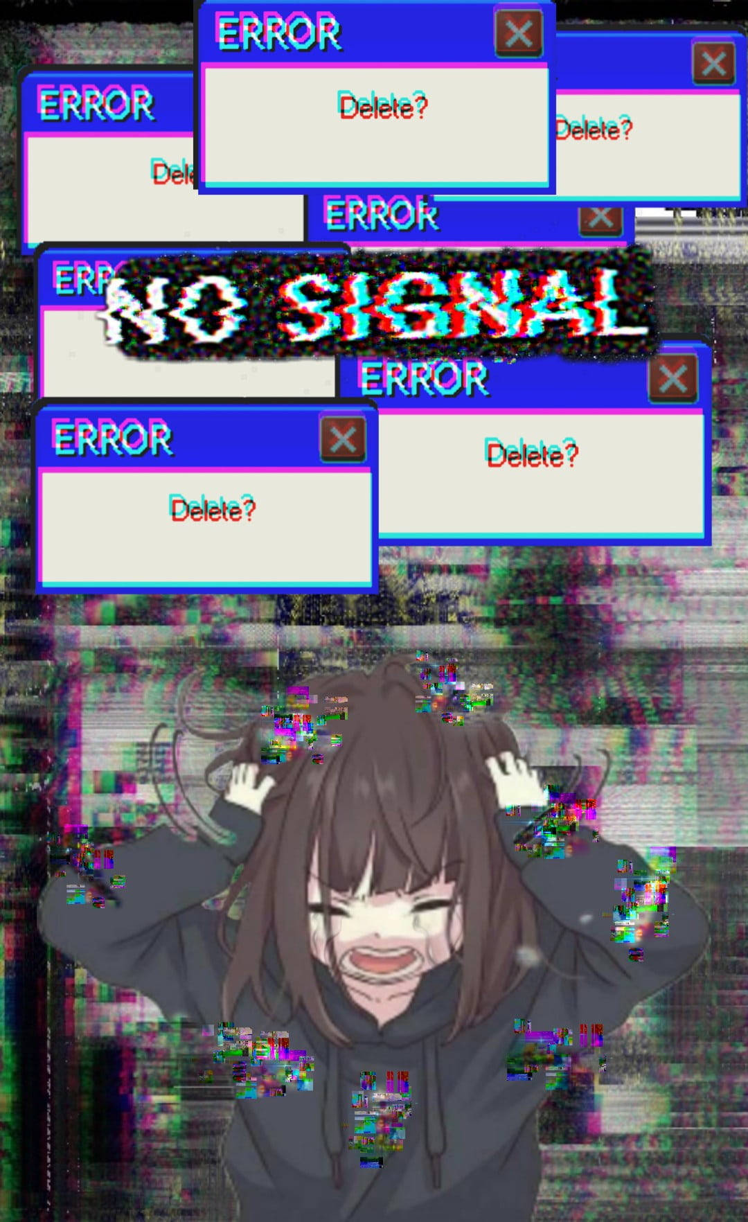 Sad Aesthetic Anime Girl Error Wallpaper