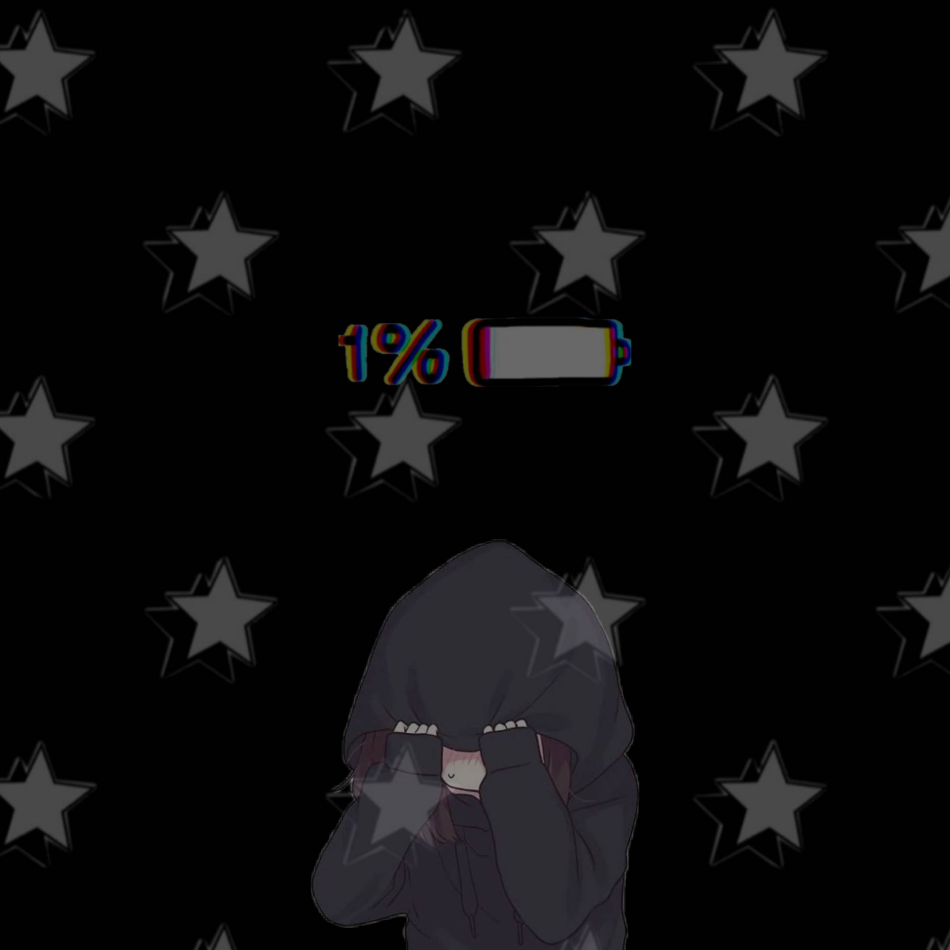 Sad Aesthetic Anime Girl Low Battery Wallpaper