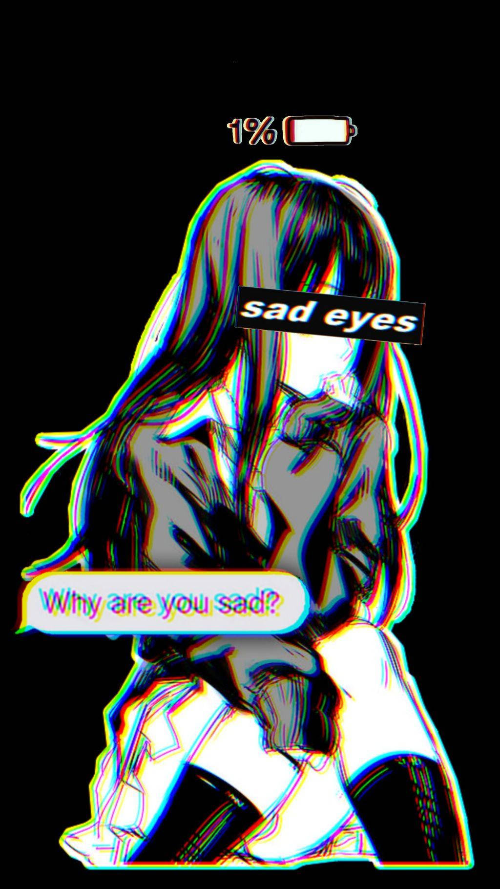 Trist æstetisk animepige triste øjne Tasker baggrund Wallpaper