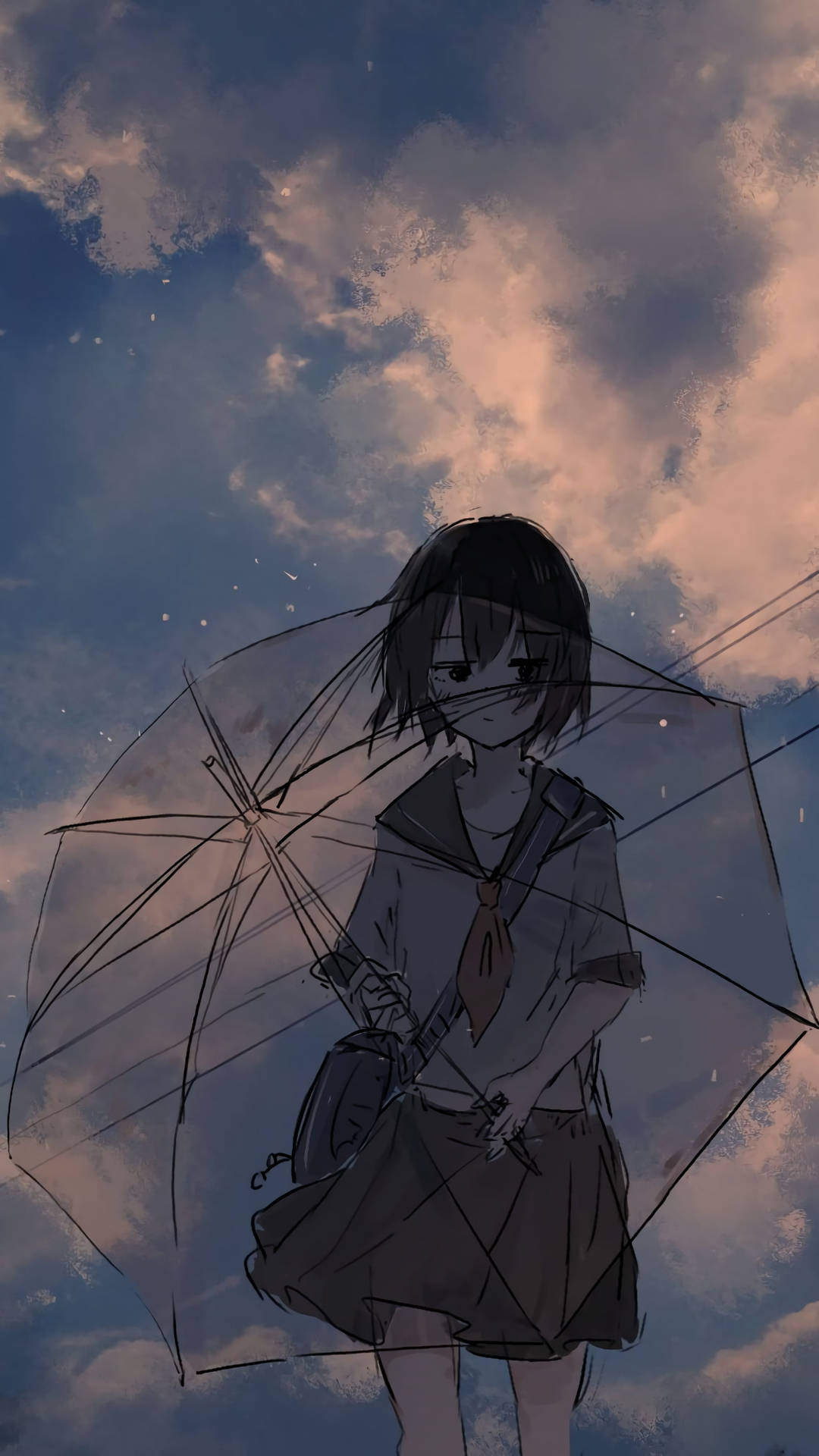 Download Sad Aesthetic Anime Girl With Umbrella Wallpaper 