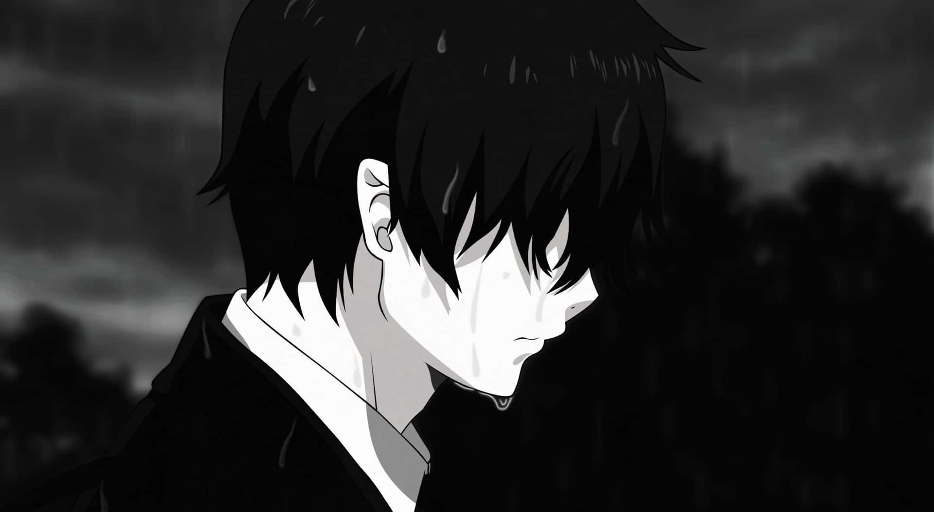 Sorgligestetisk Anime Pojke Med Tårar Wallpaper