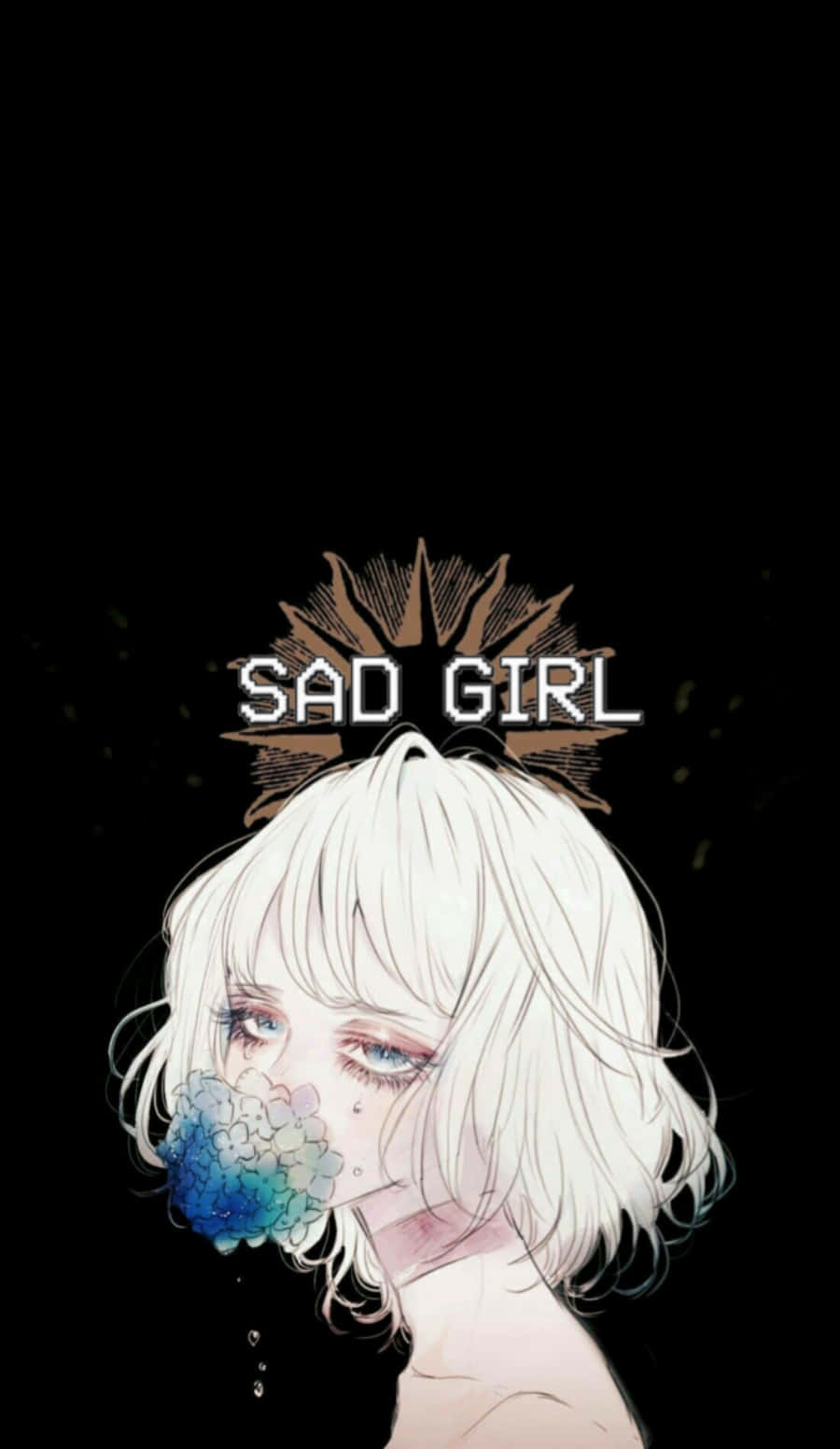 Sad lonely Anime girl admist darkness Wallpaper