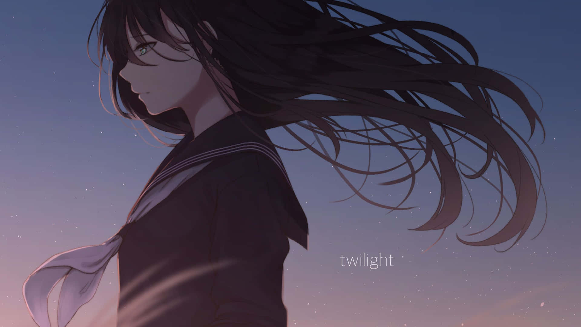 Sørgelige æstetiske Anime pige Twilight Room Wallpaper