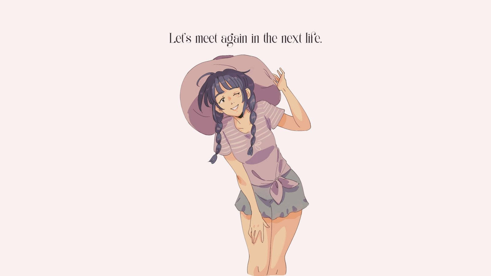 A Girl With A Hat And A Quote Wallpaper