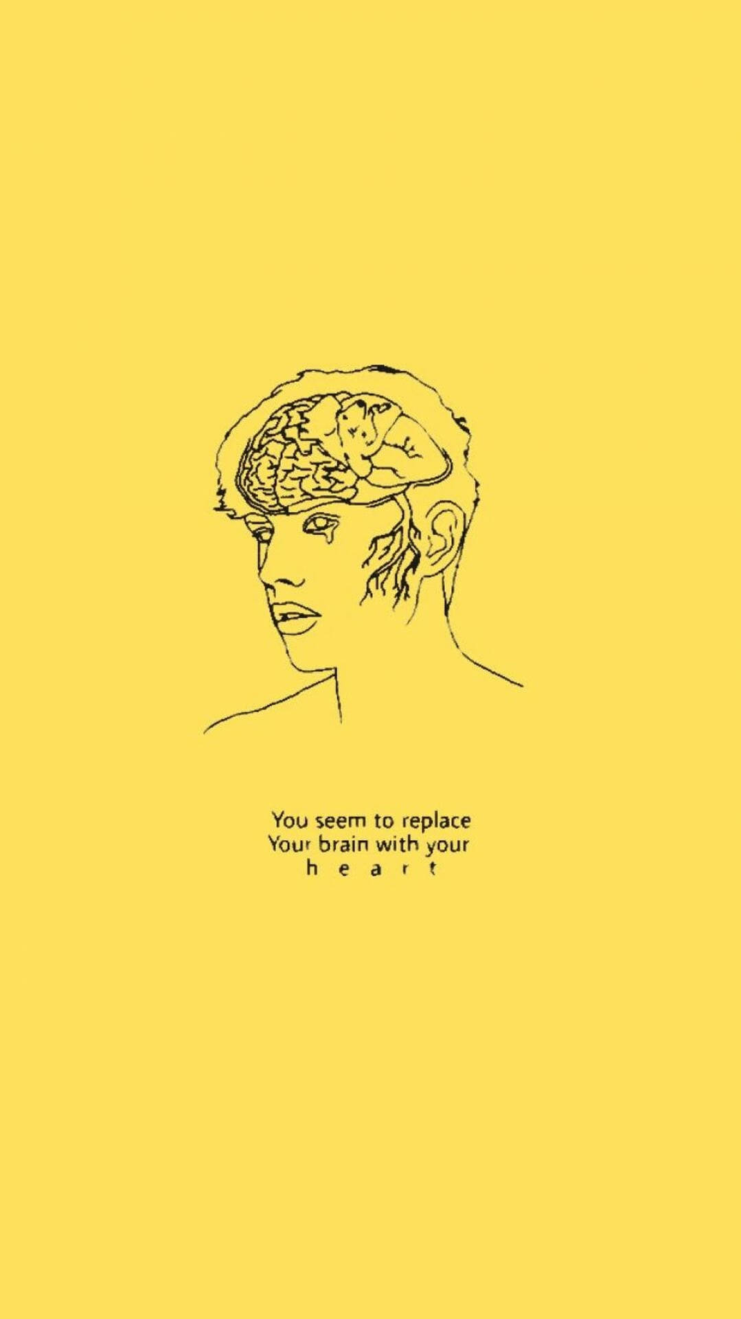 A Yellow Background With A Drawing Of A Man's Head Wallpaper