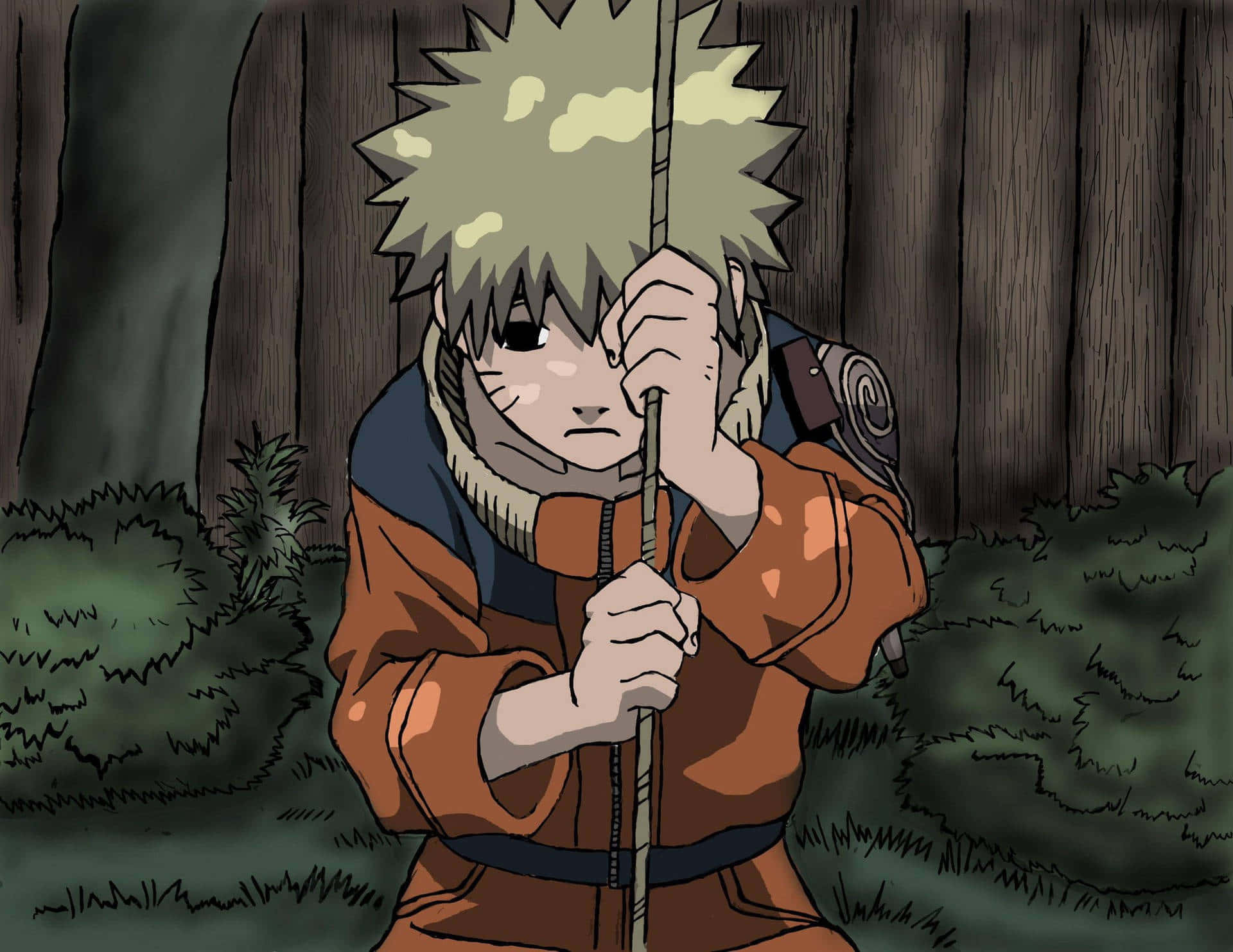 Unsolitario Naruto Contempla La Noche. Fondo de pantalla