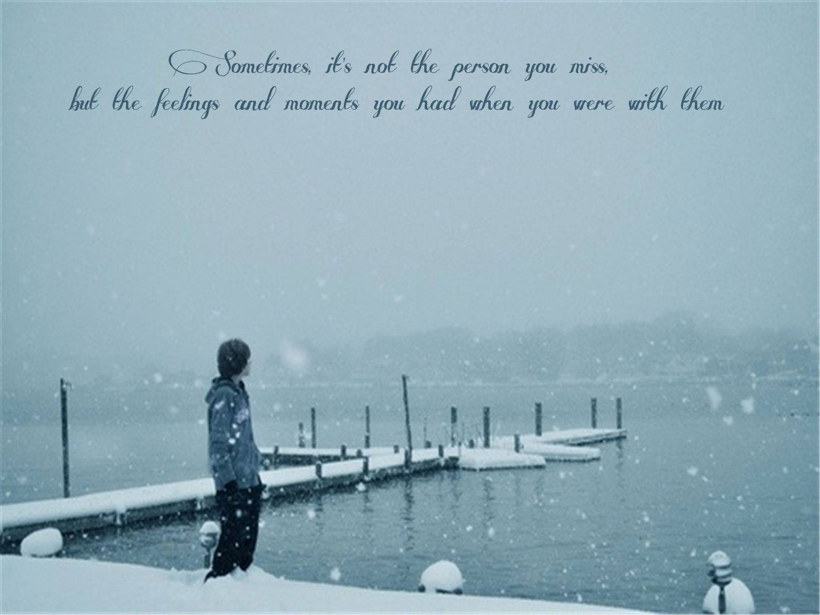 Sad Aesthetic Quote In Snowy Background