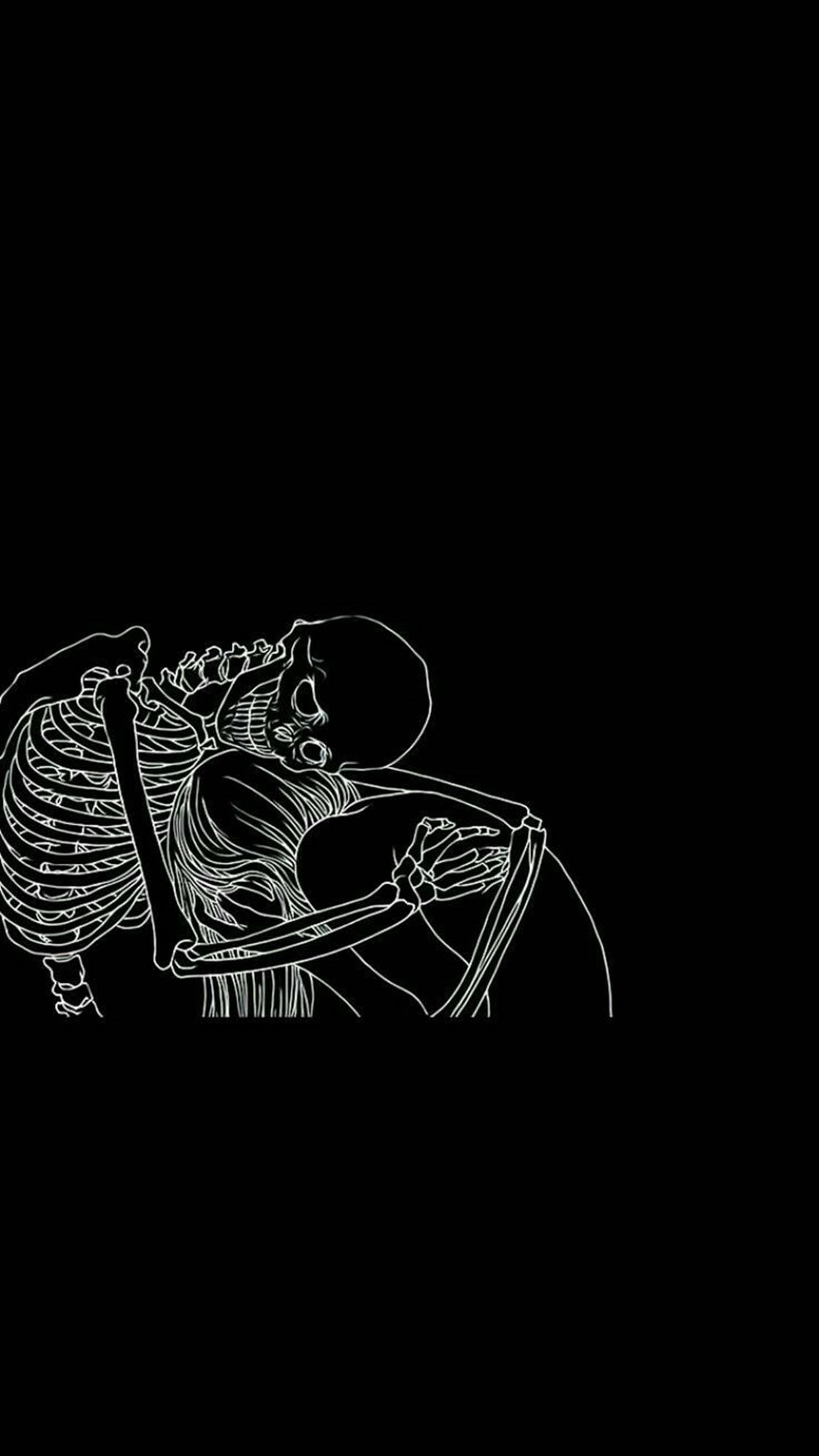 Sad Aesthetic Tumblr Dark Hugging Skeleton Wallpaper