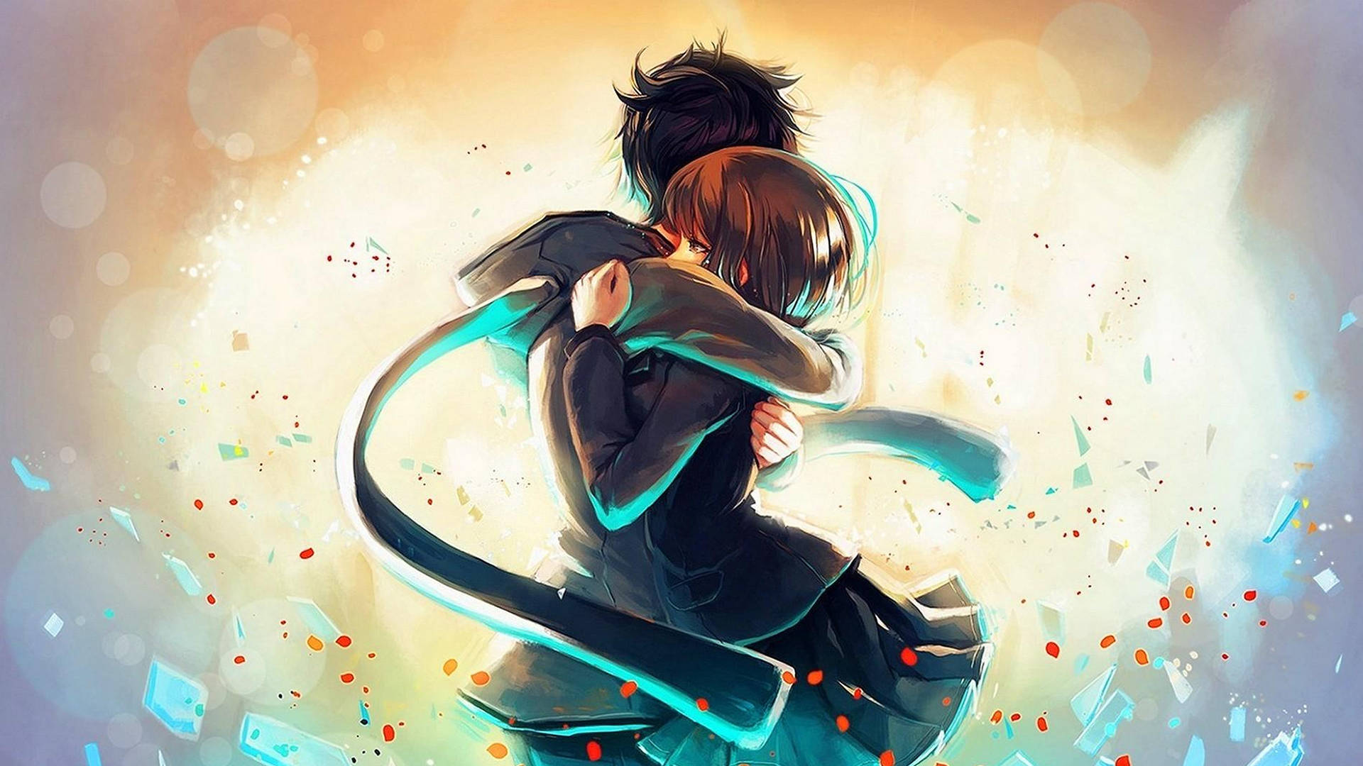 Sad Anime 4k Boy And Girl Hugging Wallpaper