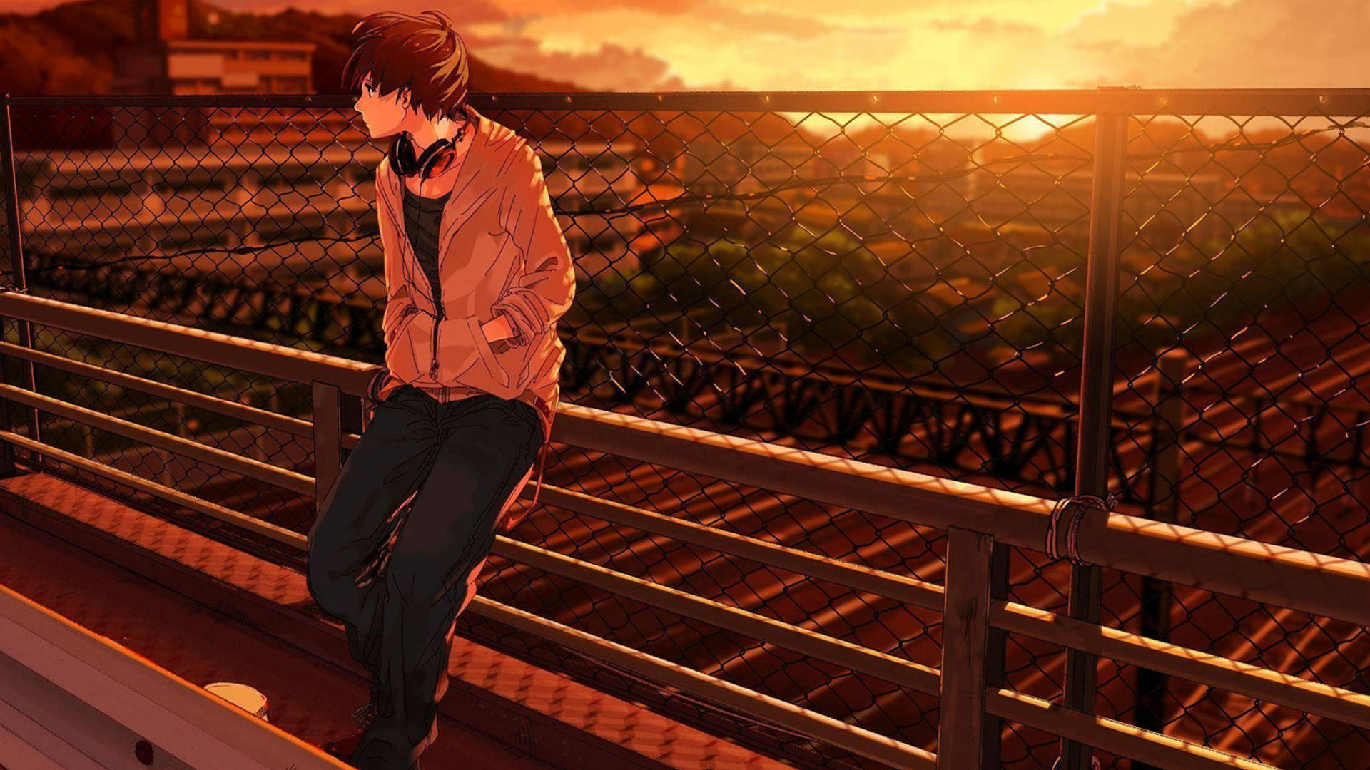 Sad Anime 4k Boy With Headphones Wallpaper
