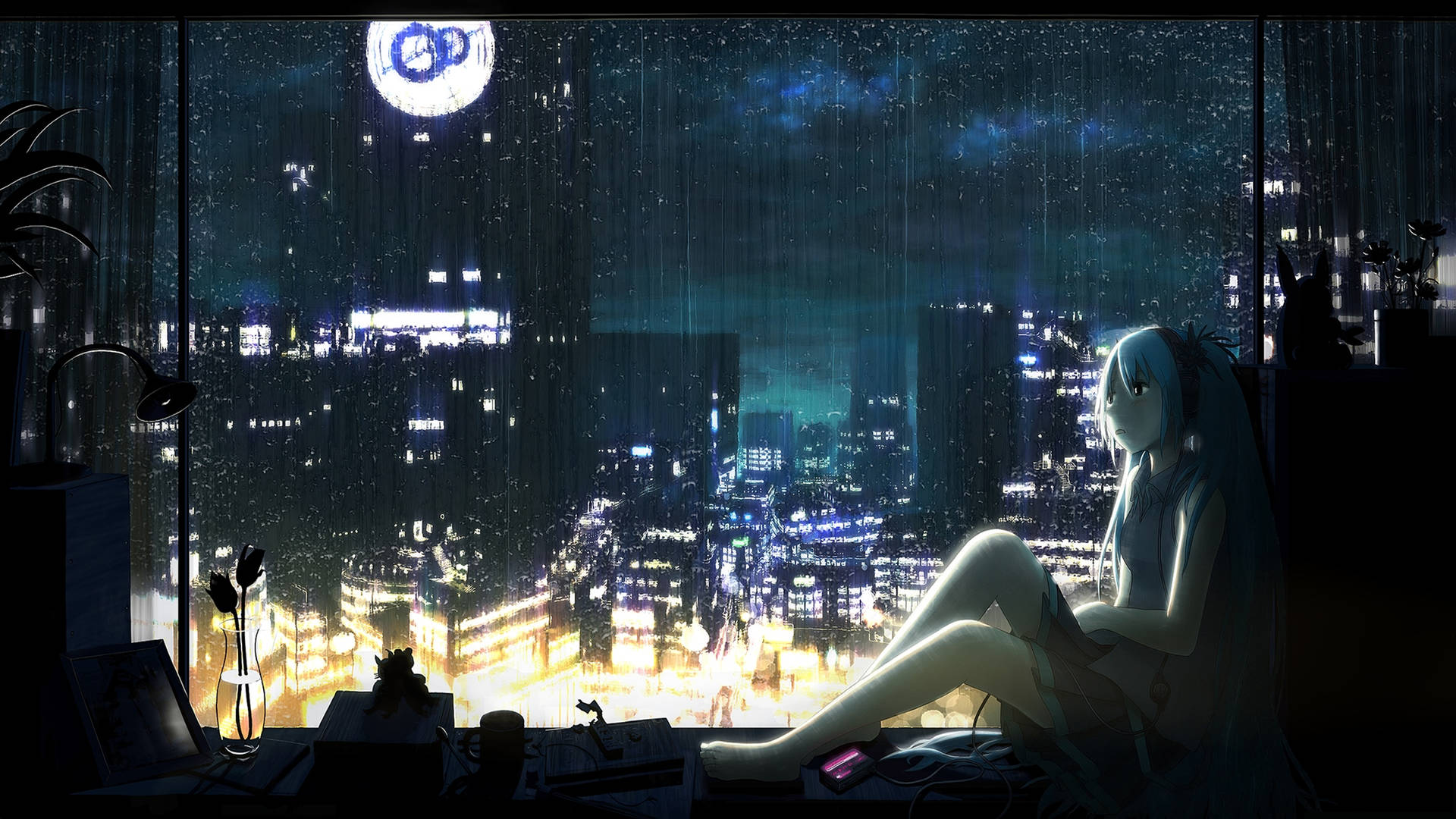 Sad Anime 4k Girl Against Window Wallpaper