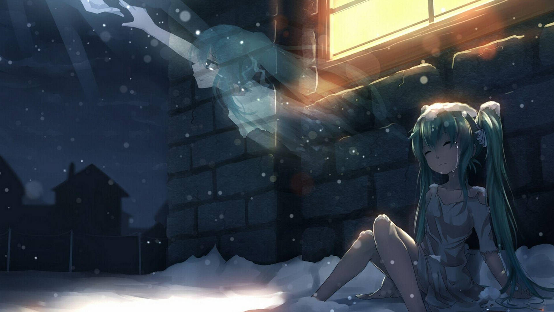 Sad Anime 4k Girl Freezing In The Snow Wallpaper