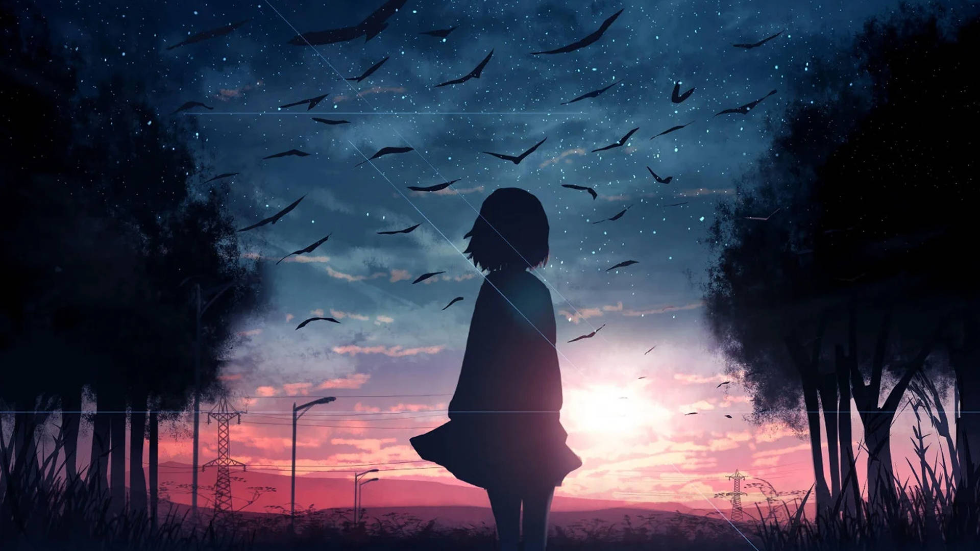 Sad Anime 4k Girl Looks At The Sky Wallpaper