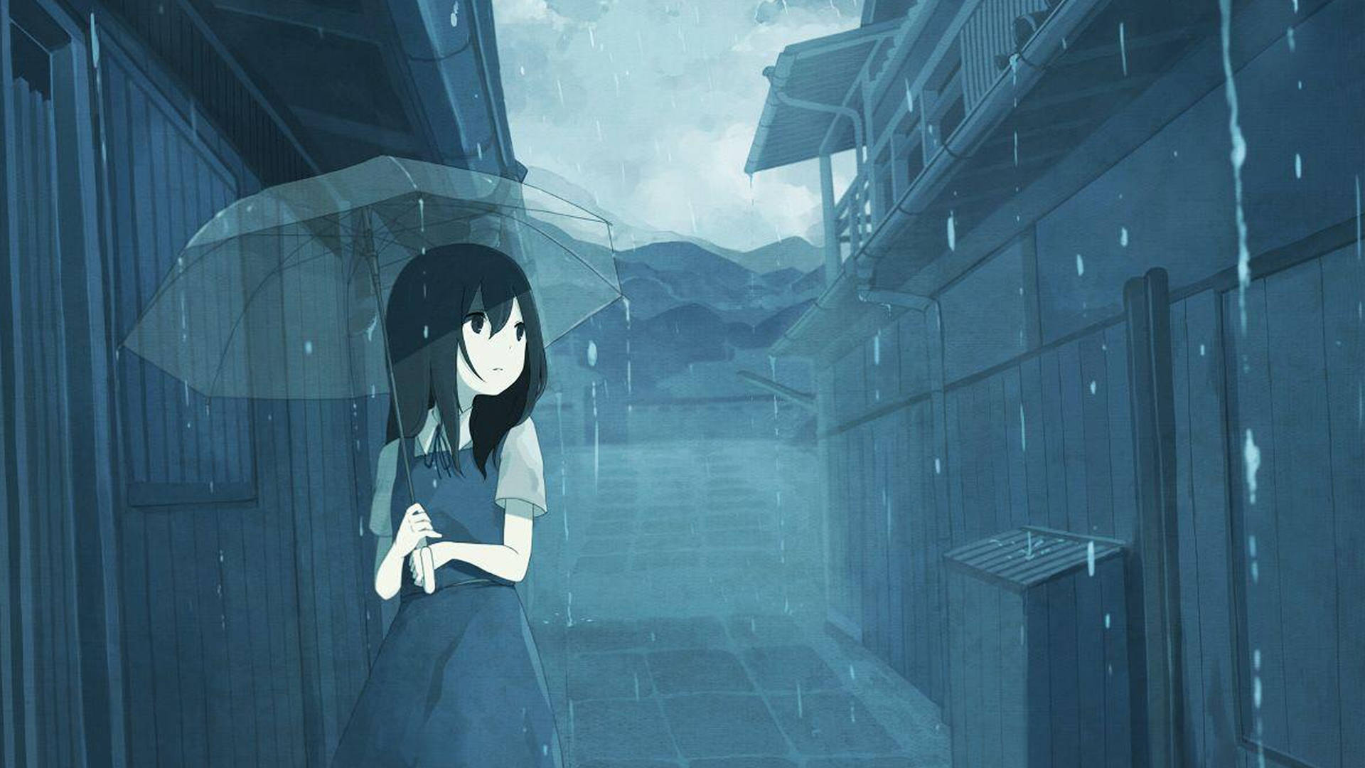 Sad Anime 4k Girl With An Umbrella Wallpaper
