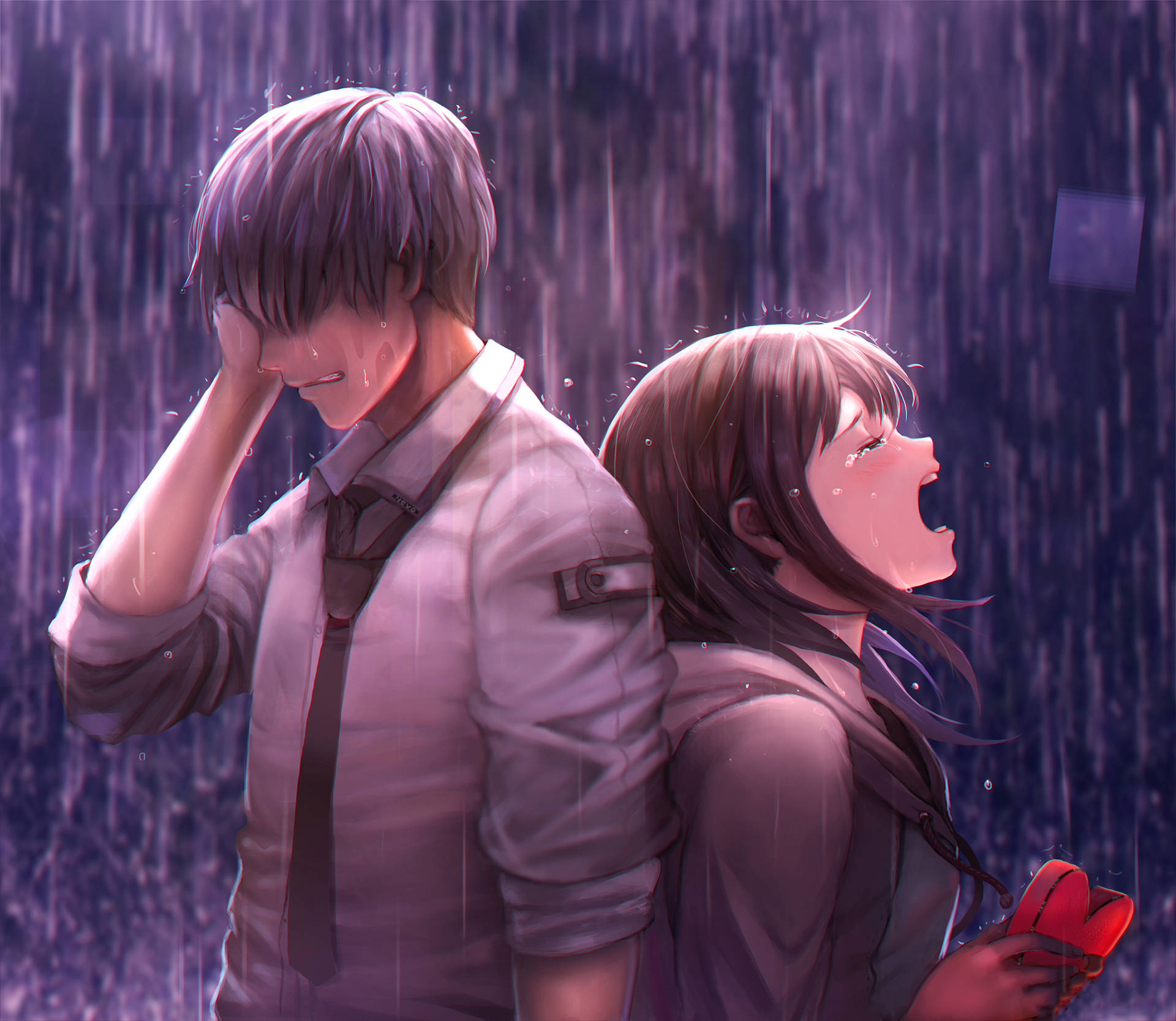 Sad Anime Boy And Girl Wallpaper