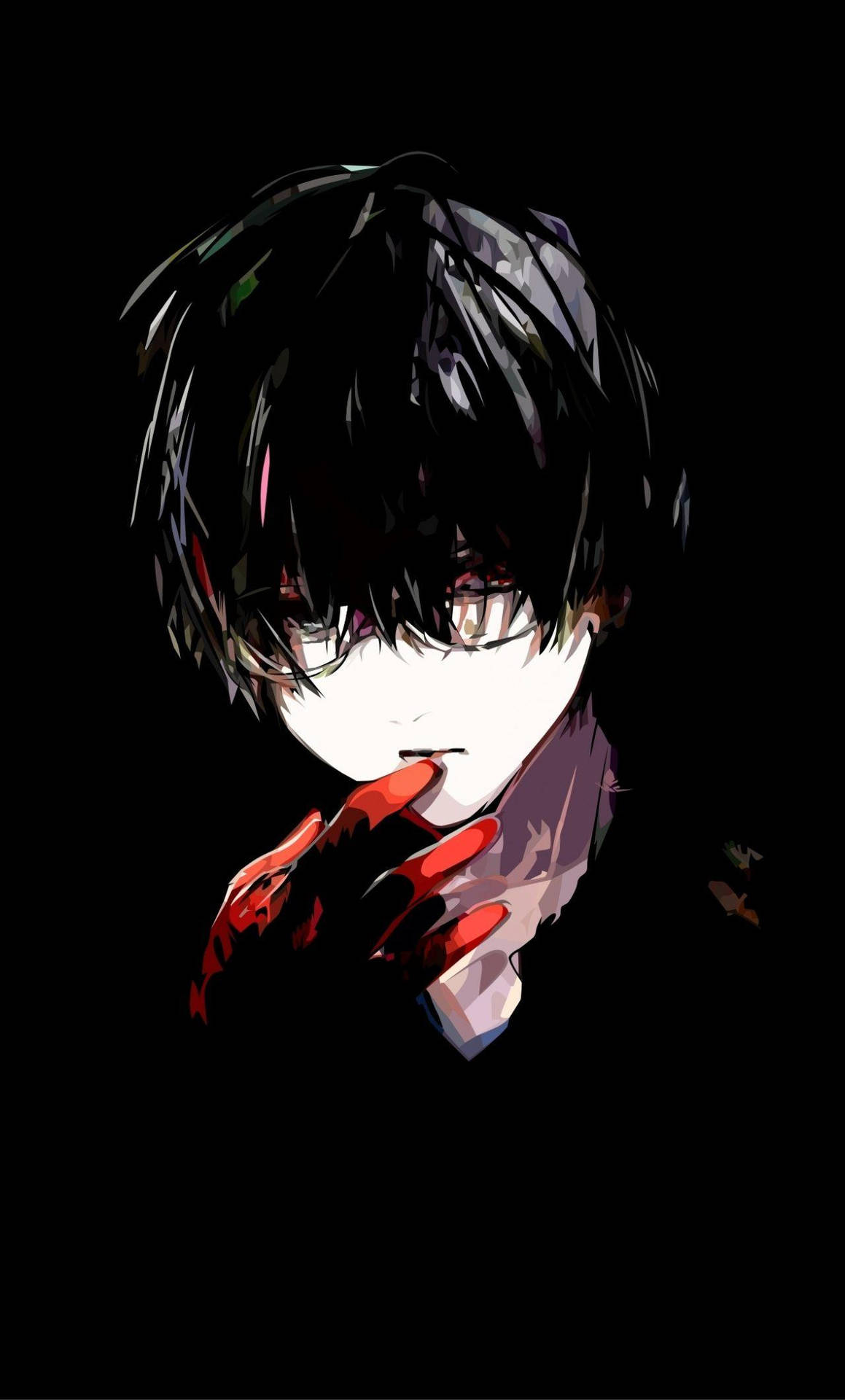 Download Sad Anime Boy With Red Hand Wallpaper 