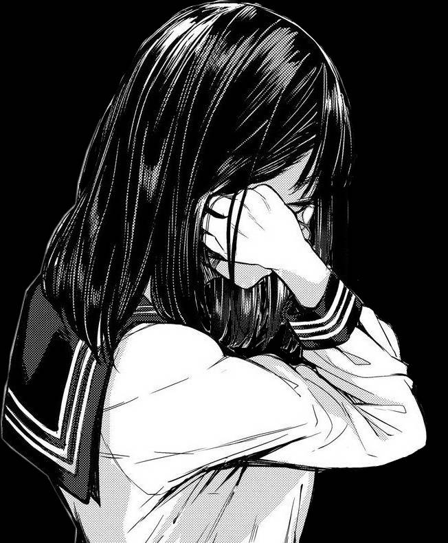 Sad Anime Girl Black And White In Uniform Wallpaper