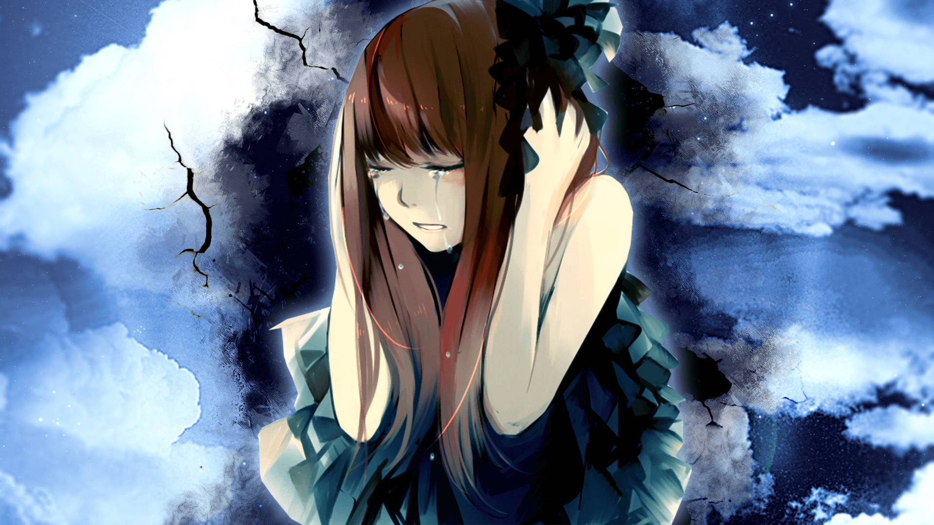 Sad Anime Girl Stressed Aesthetic Wallpaper