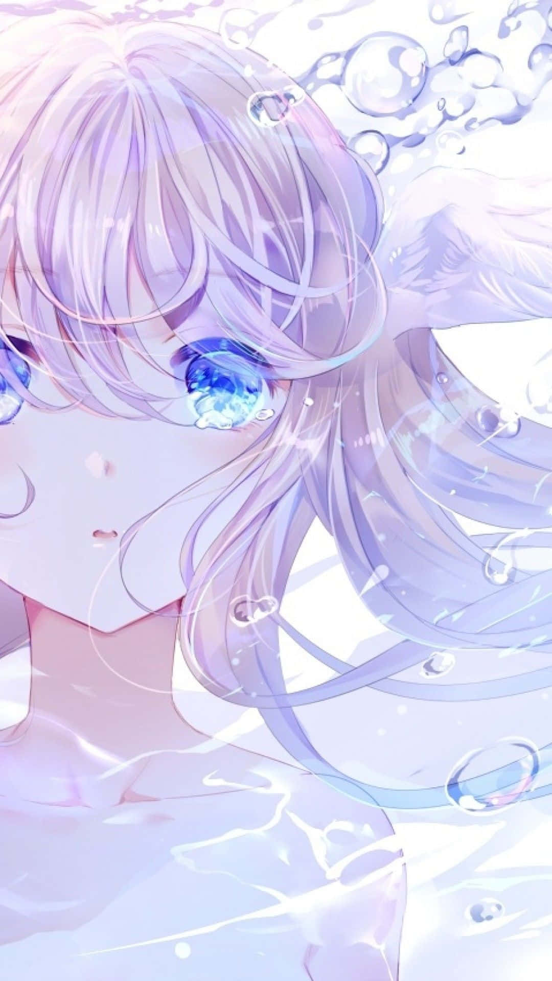 Sad_ Anime_ Girl_with_ Teary_ Eyes_and_ Bubbles Wallpaper