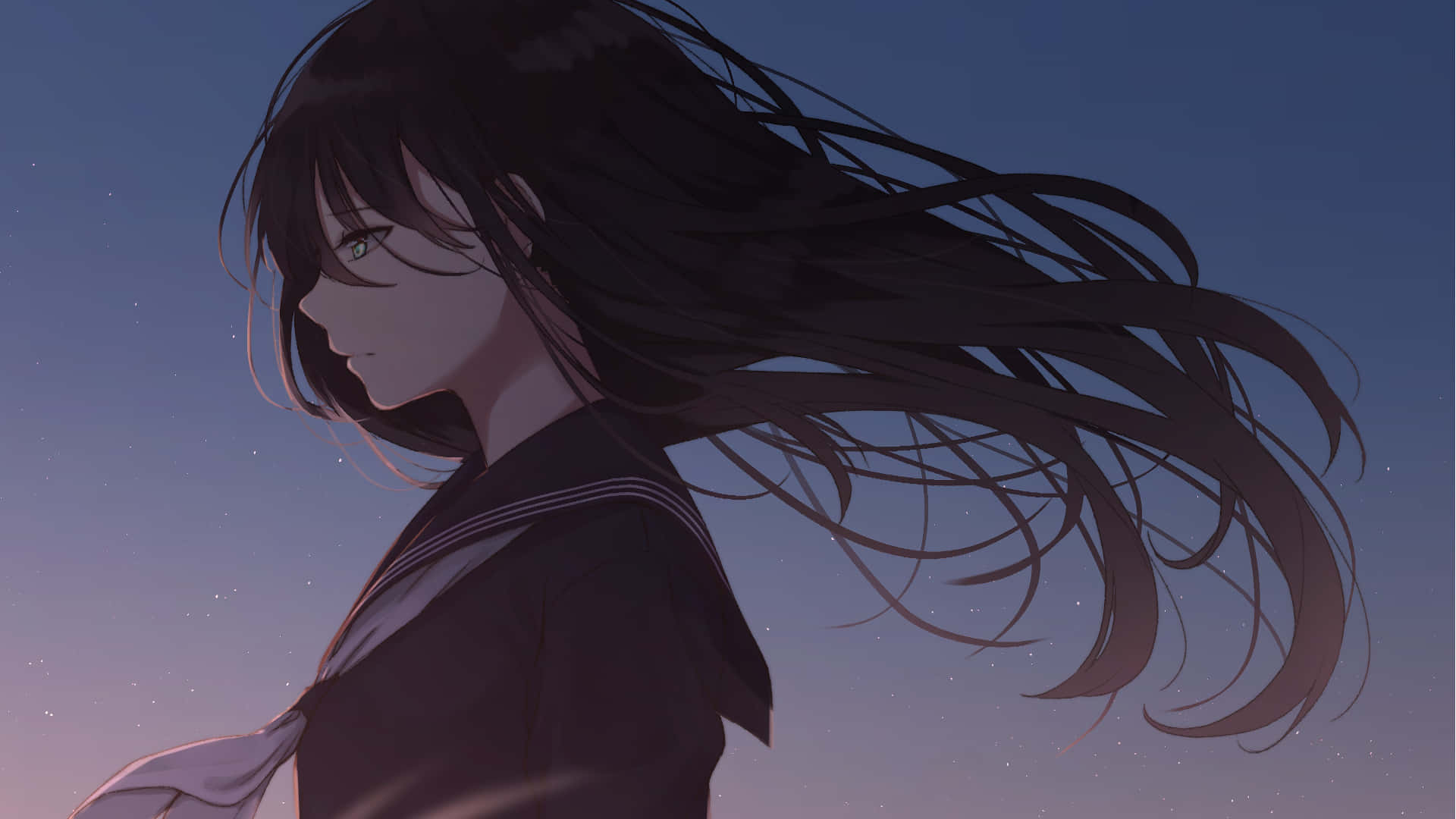 Sad Anime School Girl Profile Wallpaper