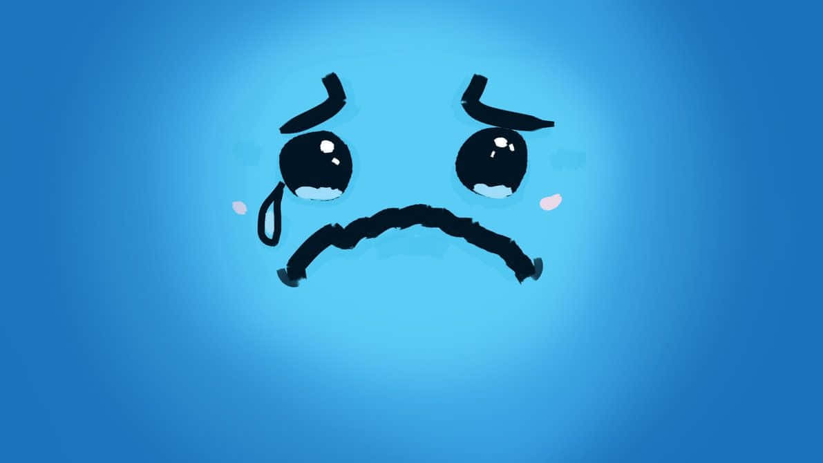 Sad Blue Face With Tears Background