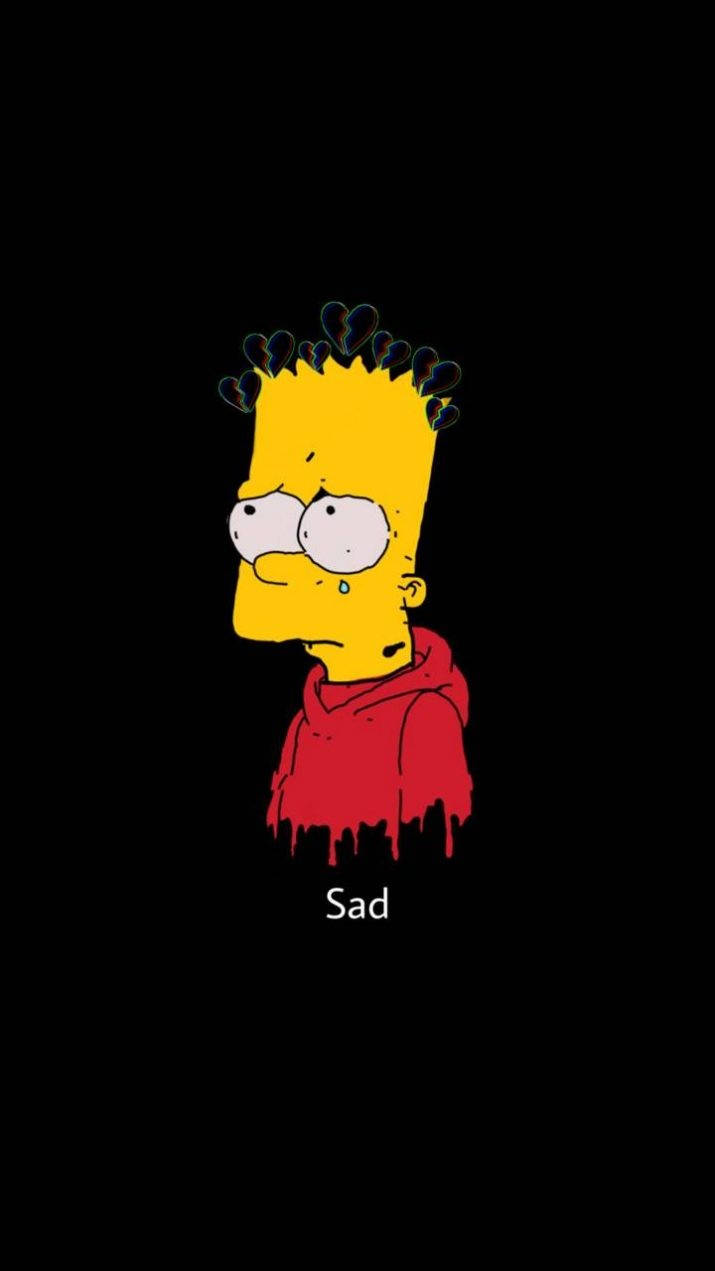 Sad Bart Simpson Black Background Wallpaper