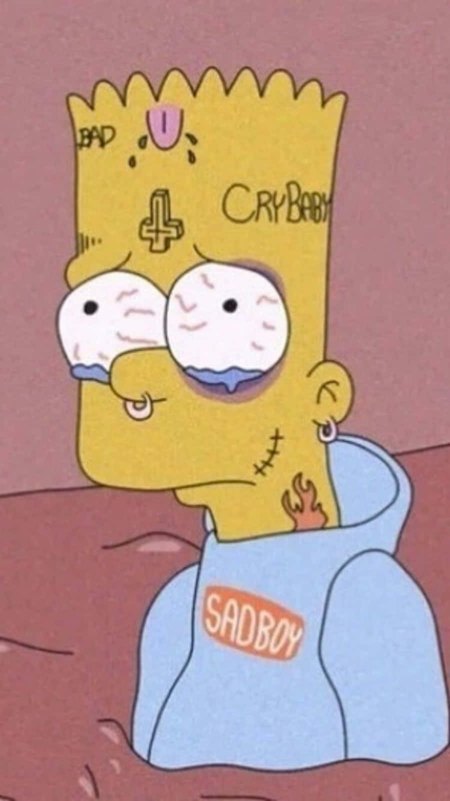 Sad Bart Simpson Phone Tattoos Wallpaper