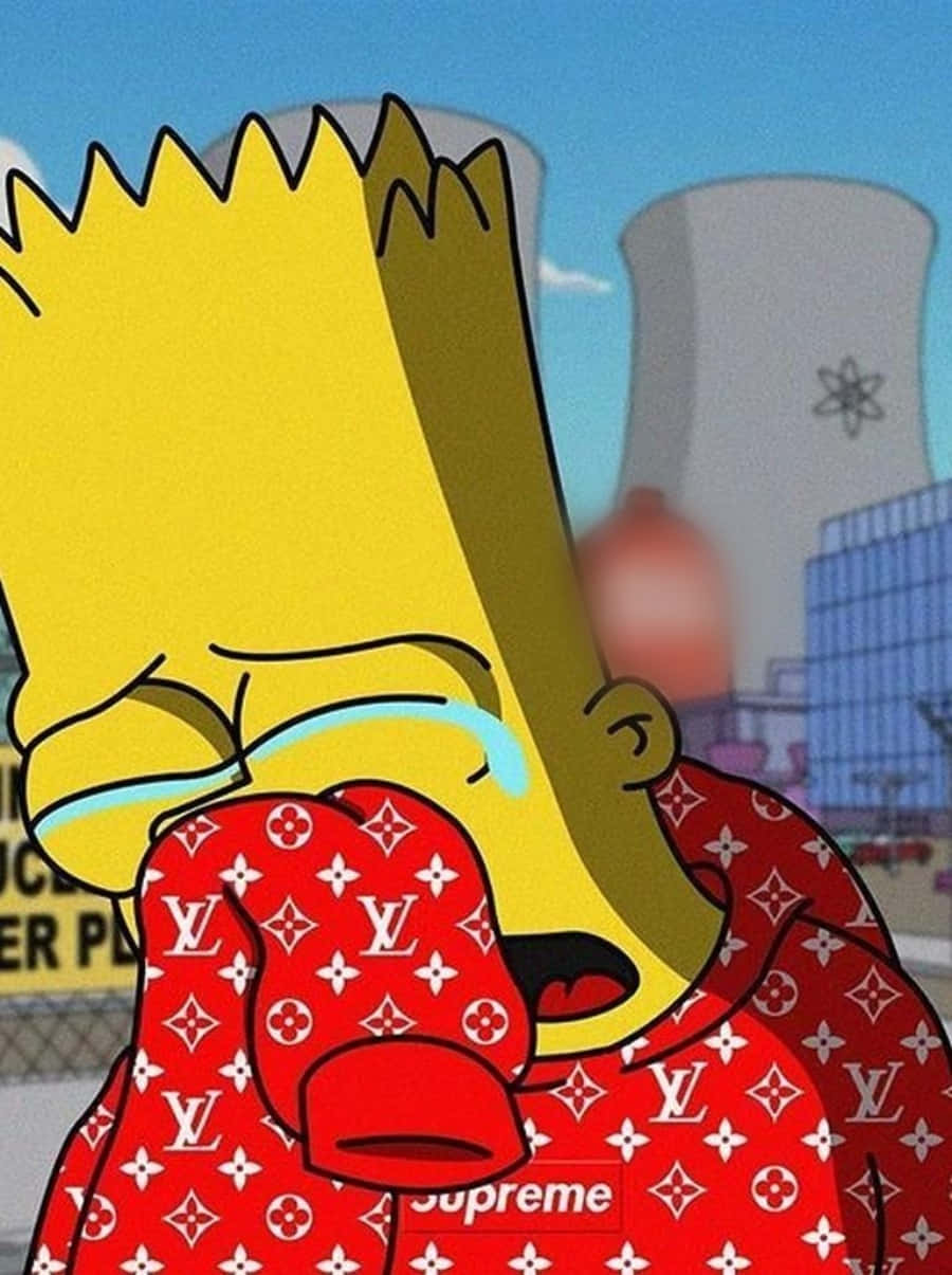 Sad Bart Simpson Phone Supreme Louis Vuitton Wallpaper