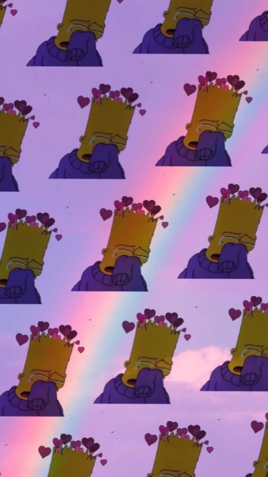 Sad Bart Simpson Phone Rainbow Aesthetic Wallpaper
