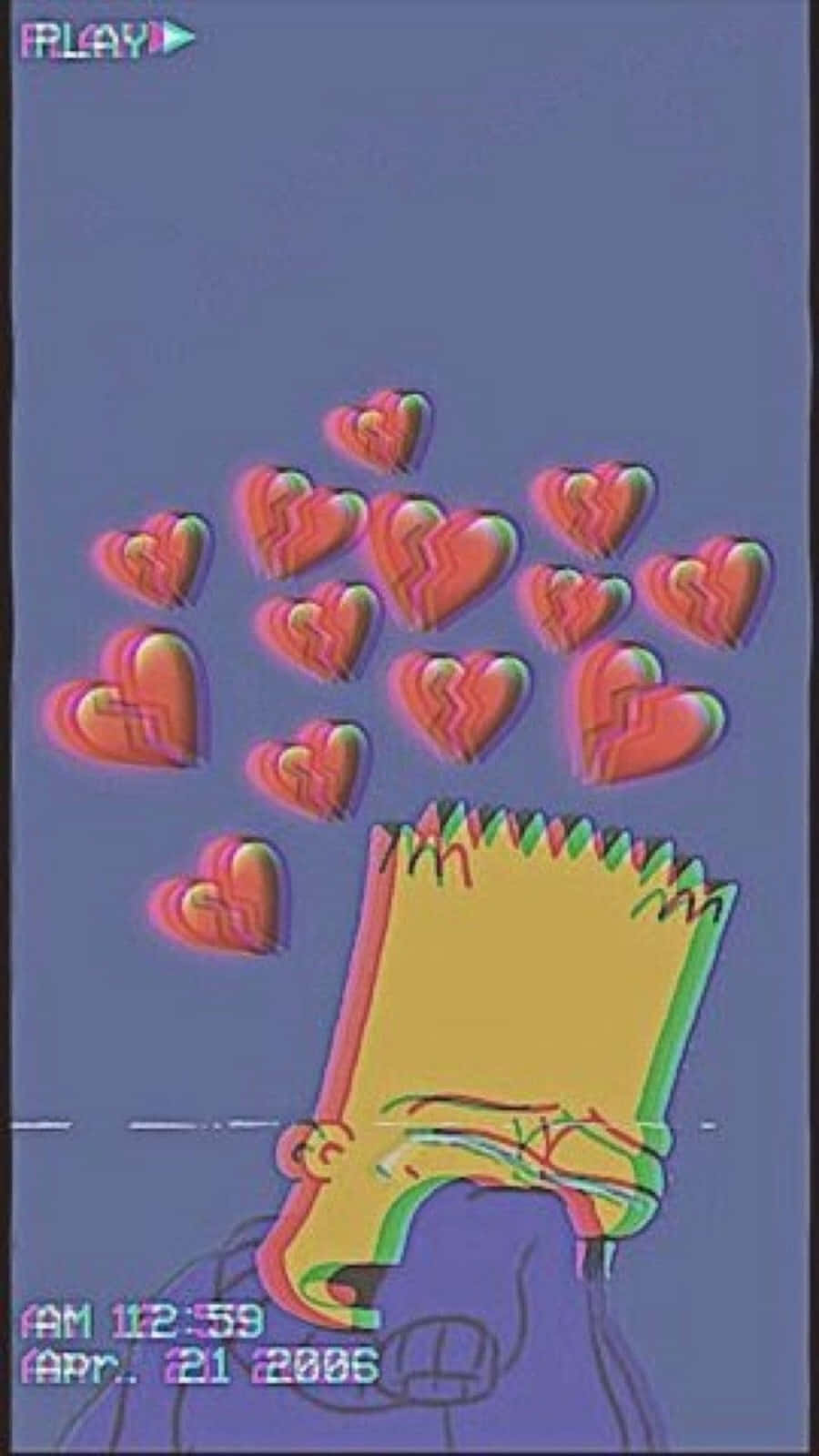 Sad Bart Simpson Phone Retro Aesthetic Wallpaper