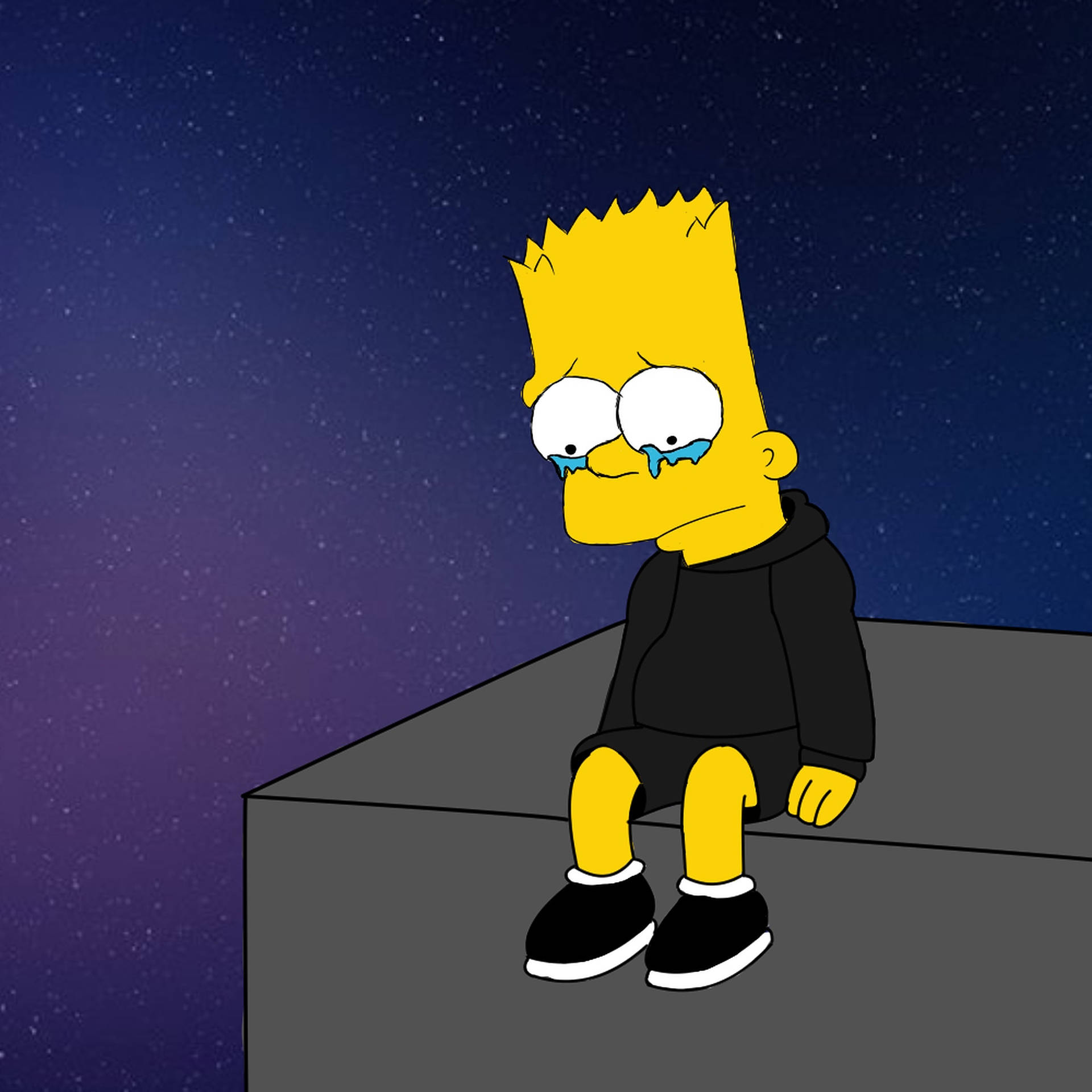 Sad Bart Simpsons Galaxy Night Time