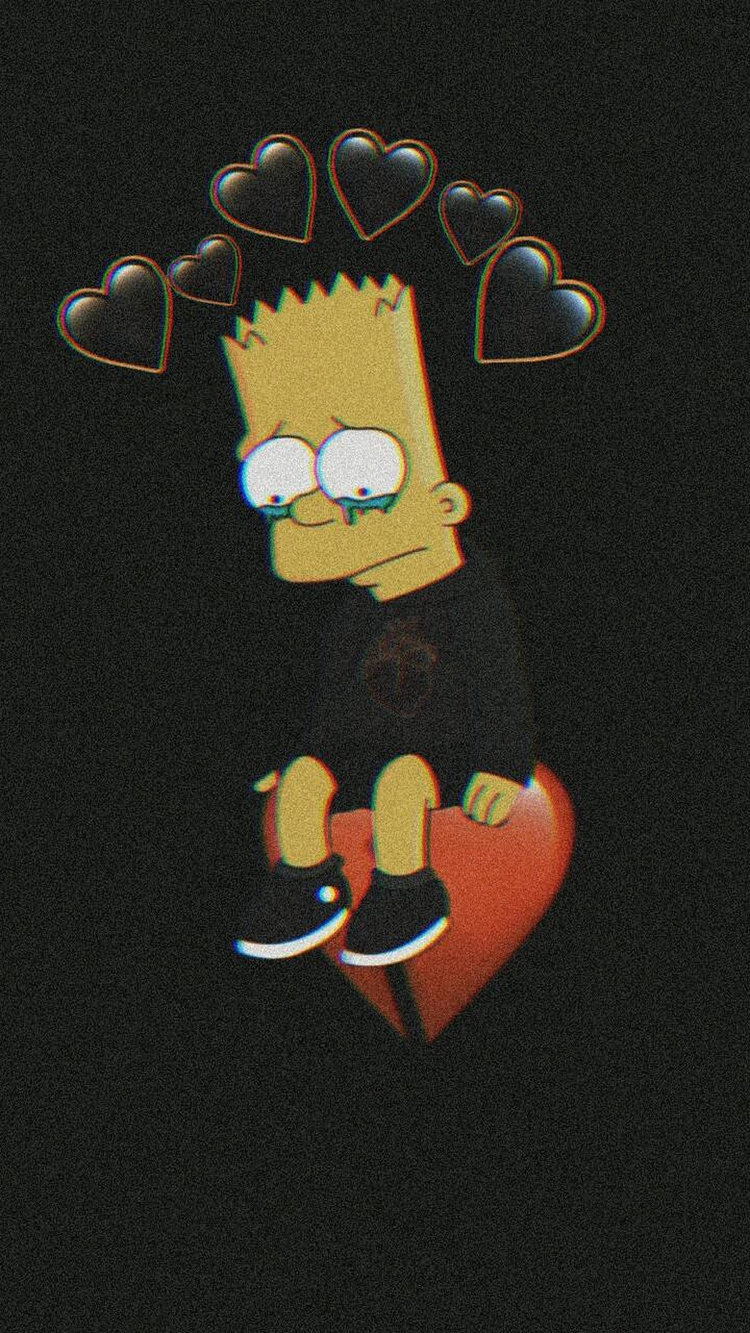 Sad Bart Simpsons On Heart Wallpaper