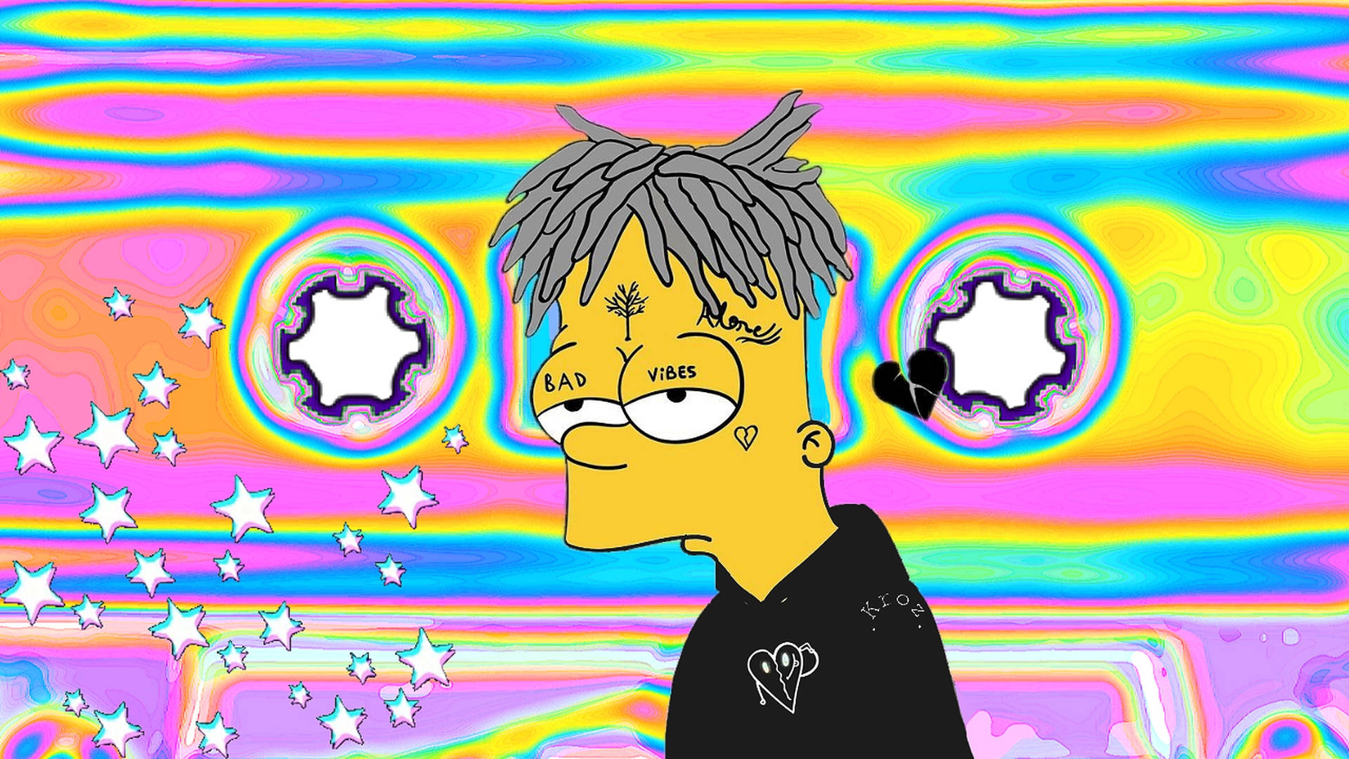 Sad Bart Simpsons Psychedelic Art Wallpaper